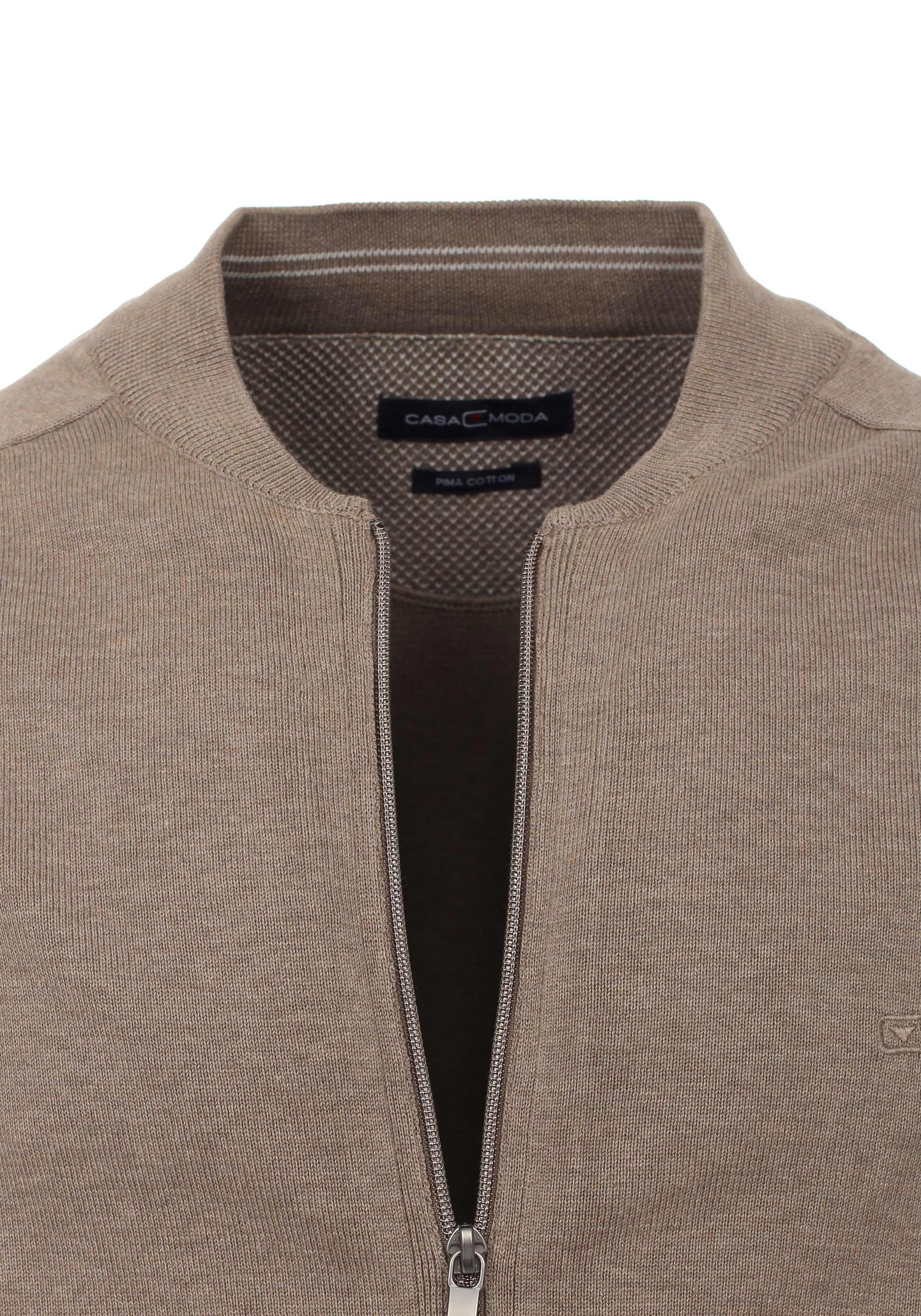 CASA MODA heren vest katoen, met rits, kaki
