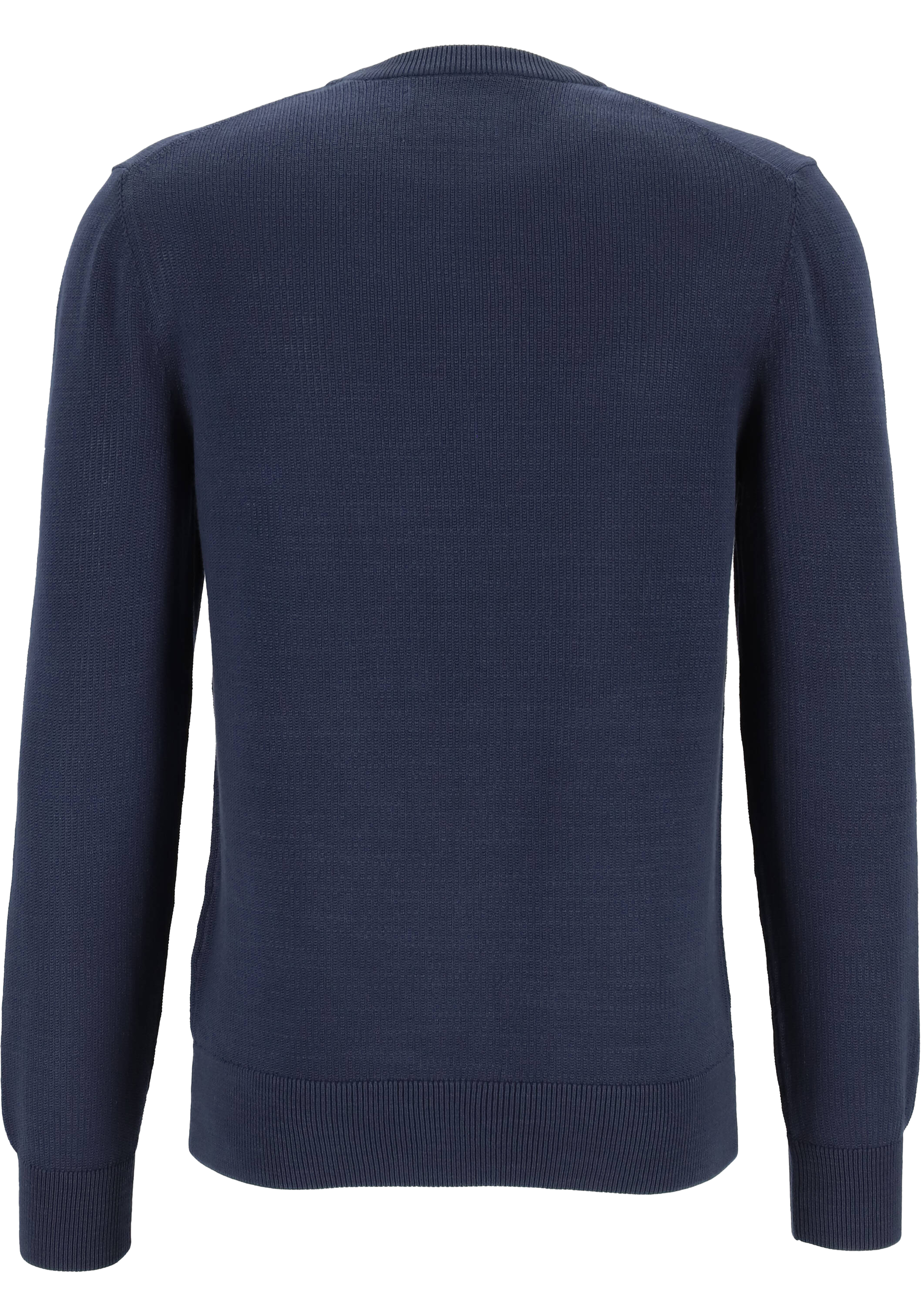 Marc O'Polo regular fit pullover, heren trui katoen met O-hals, donkerblauw (middeldik)