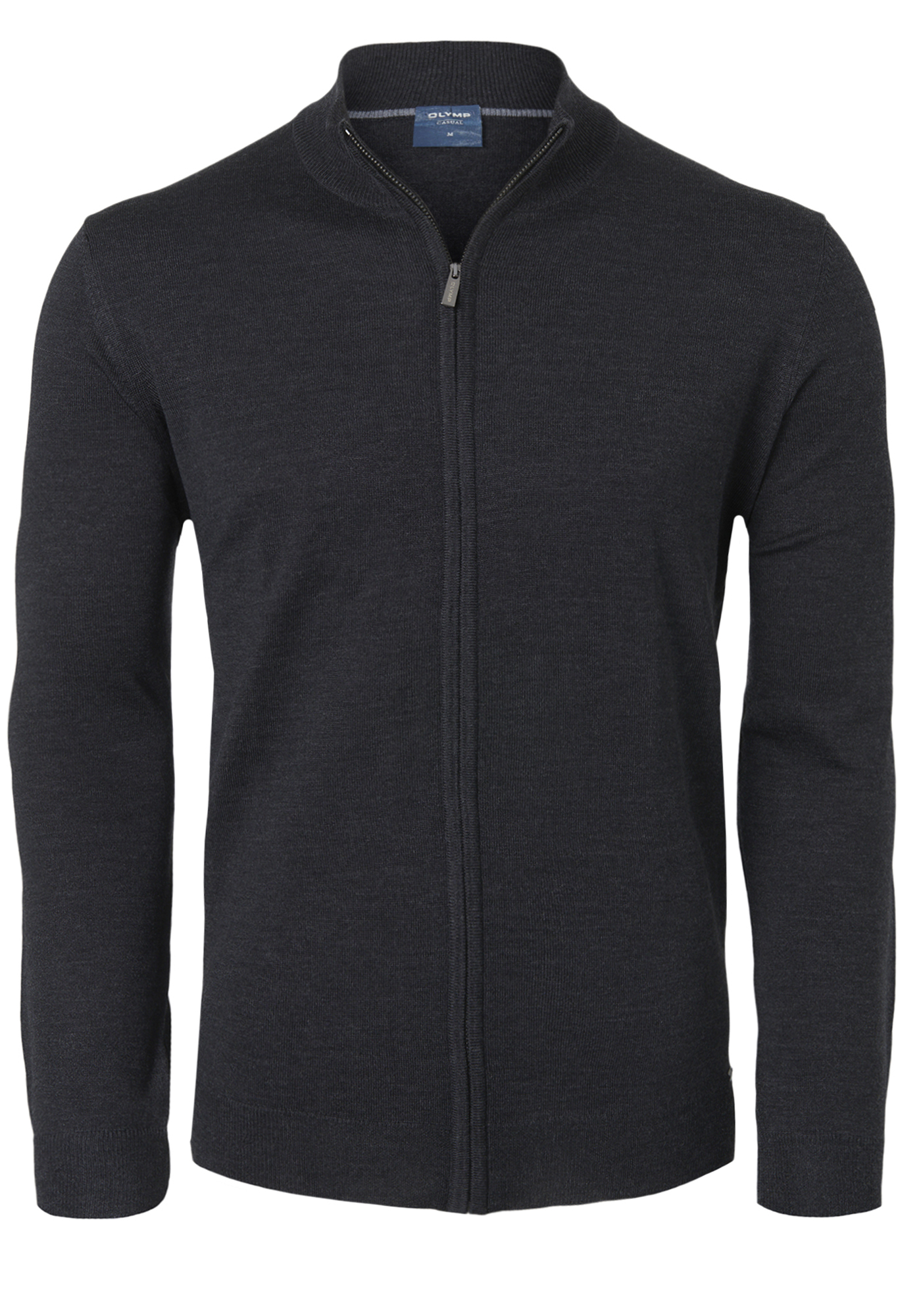 OLYMP modern fit vest wol, antraciet grijs met rits