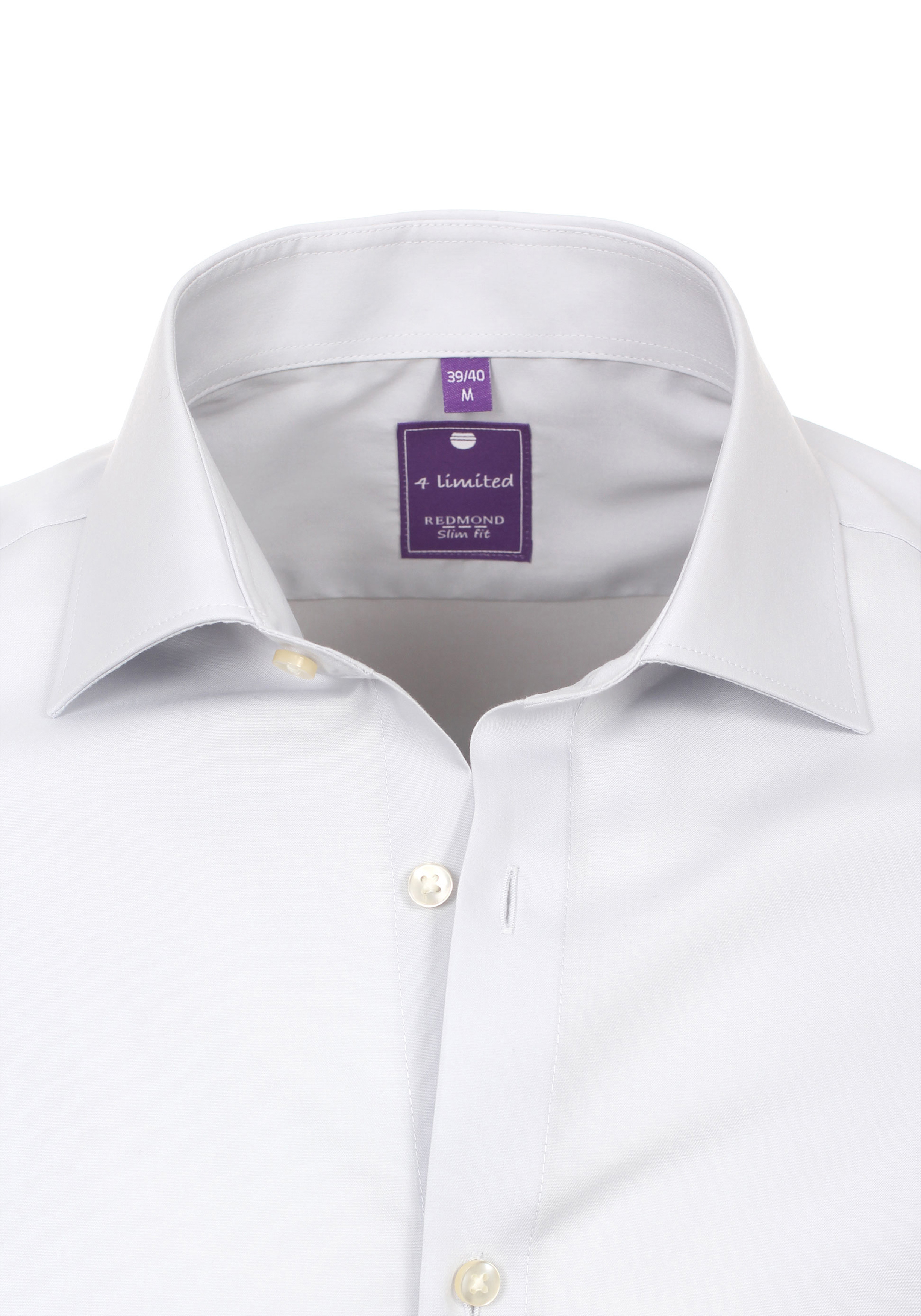 Redmond slim fit overhemd, licht grijs