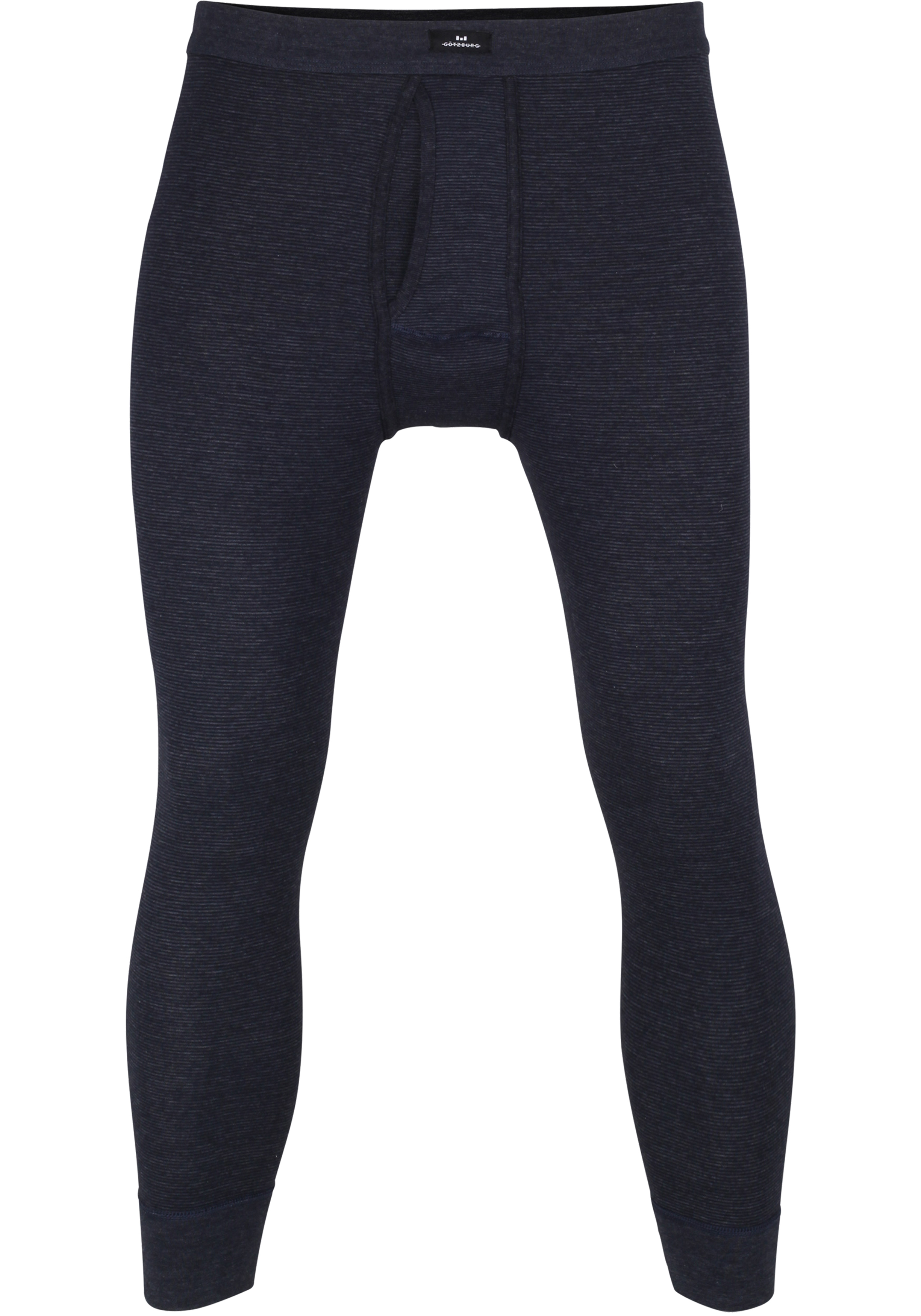 Gotzburg heren lange onderbroek met gulp (1-pack), middenblauw gestreept