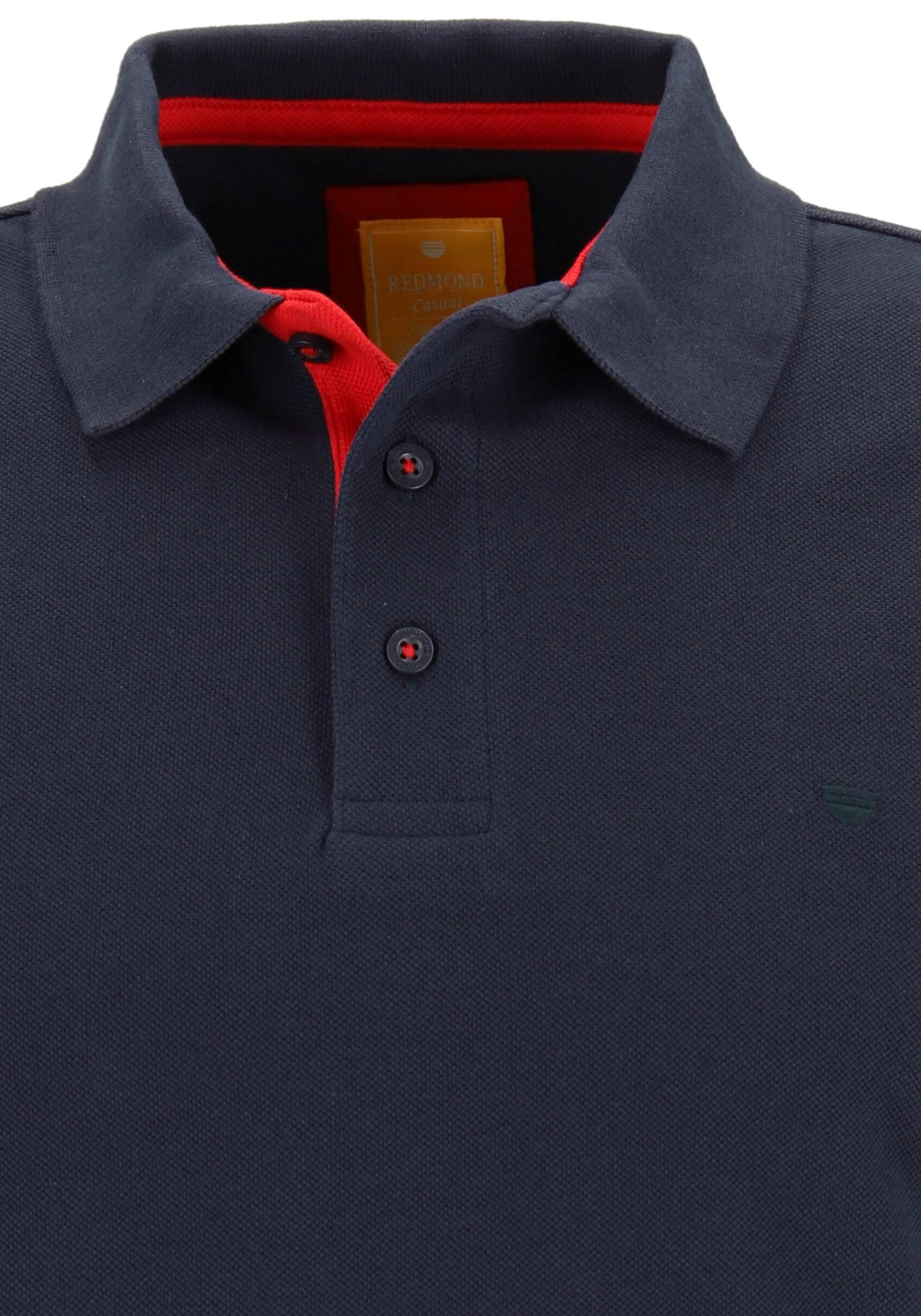 Redmond modern fit poloshirt, donkerblauw (rood contrast)