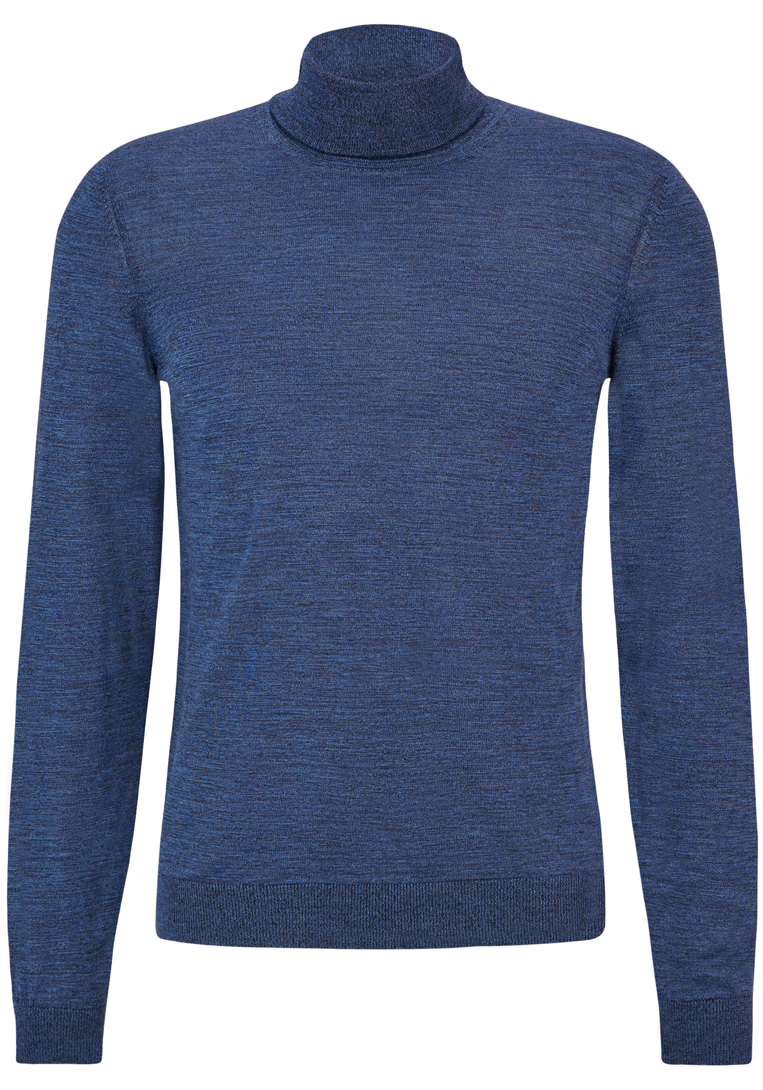 BOSS Musso slim fit trui wol, heren coltrui, kobalt blauw