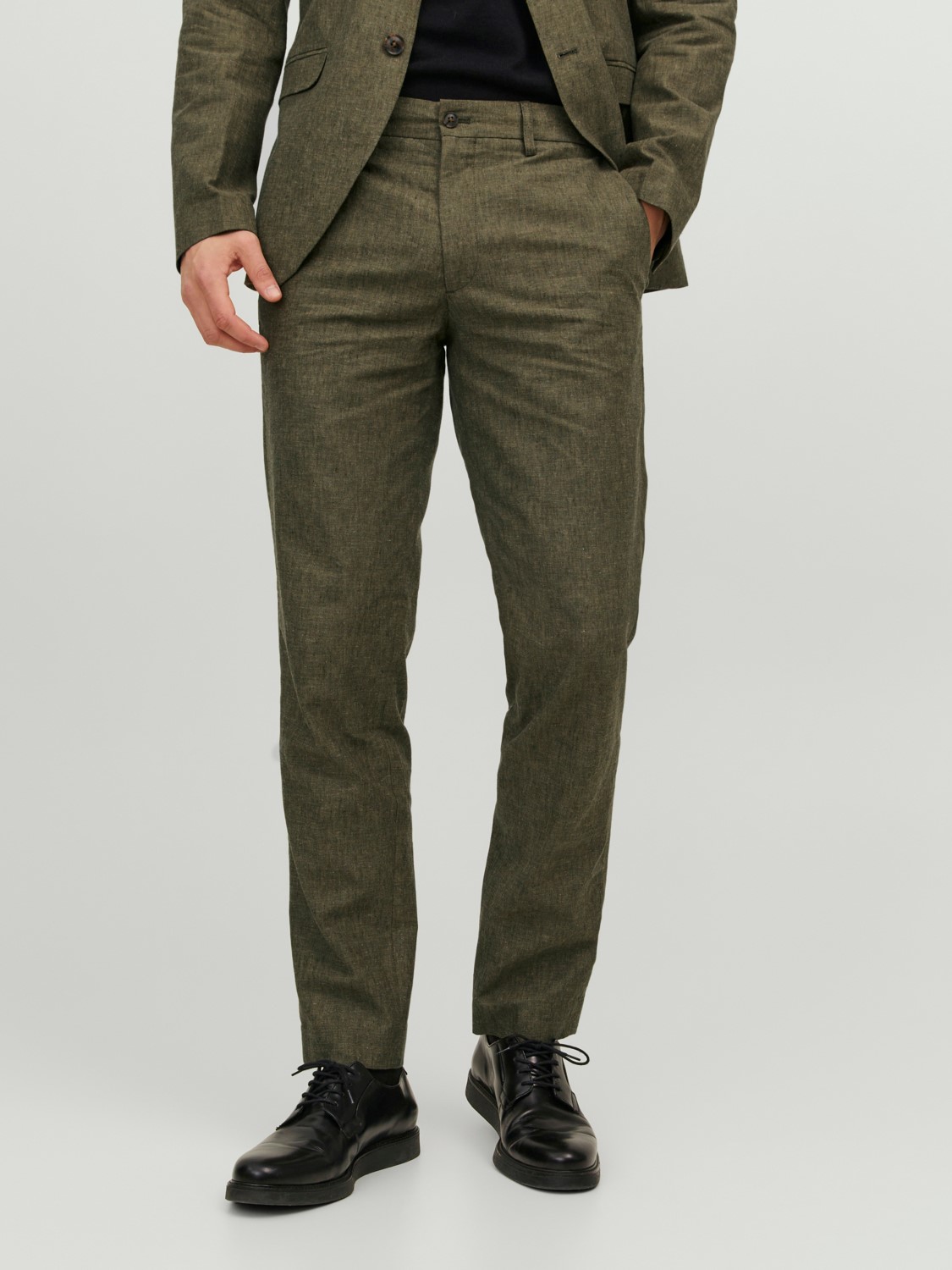 JACK & JONES Riviera Linen Trouser Fit slim fit, heren pantalon, groen
