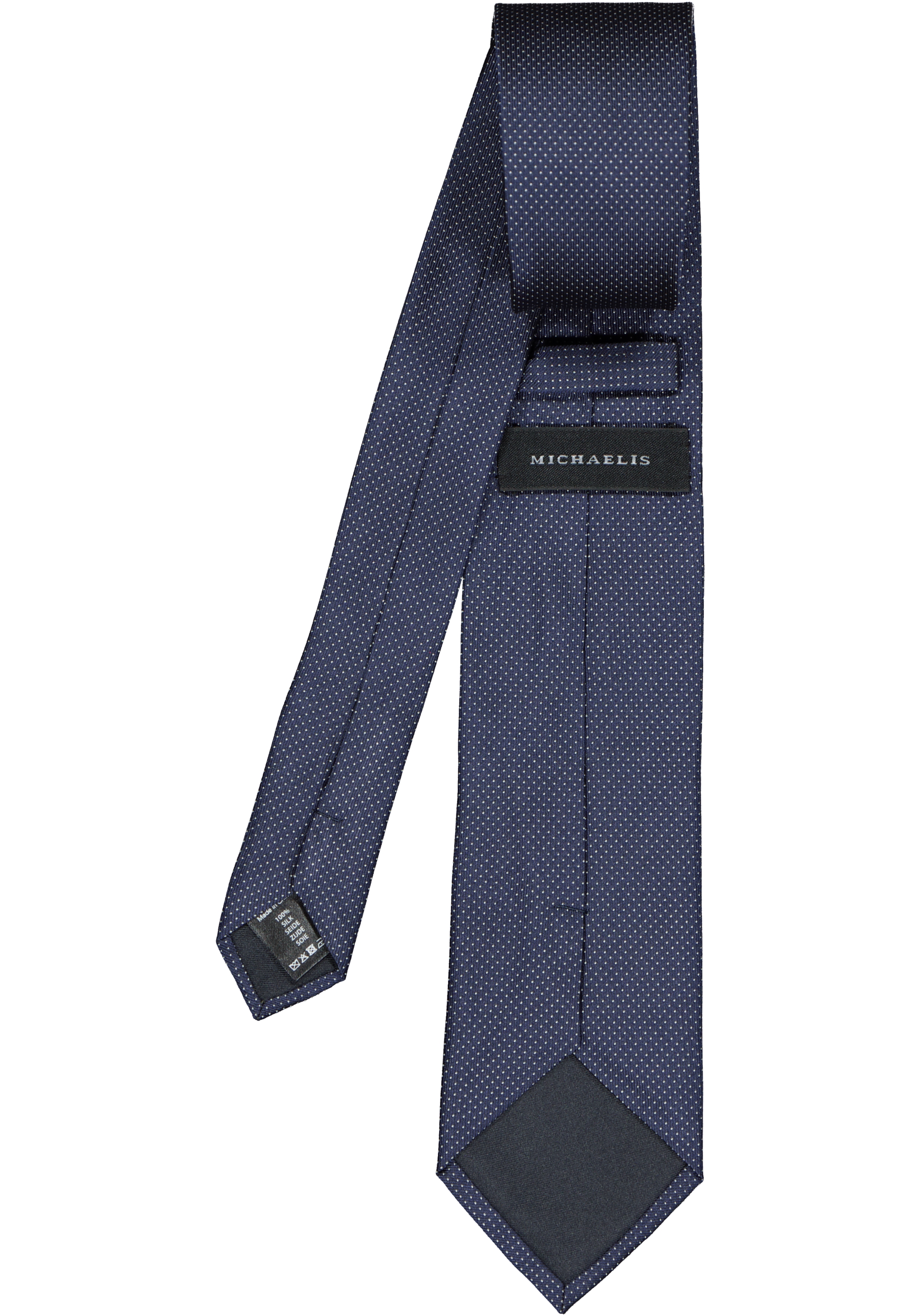 Michaelis  stropdas, zijde, blauw met wit gestipt