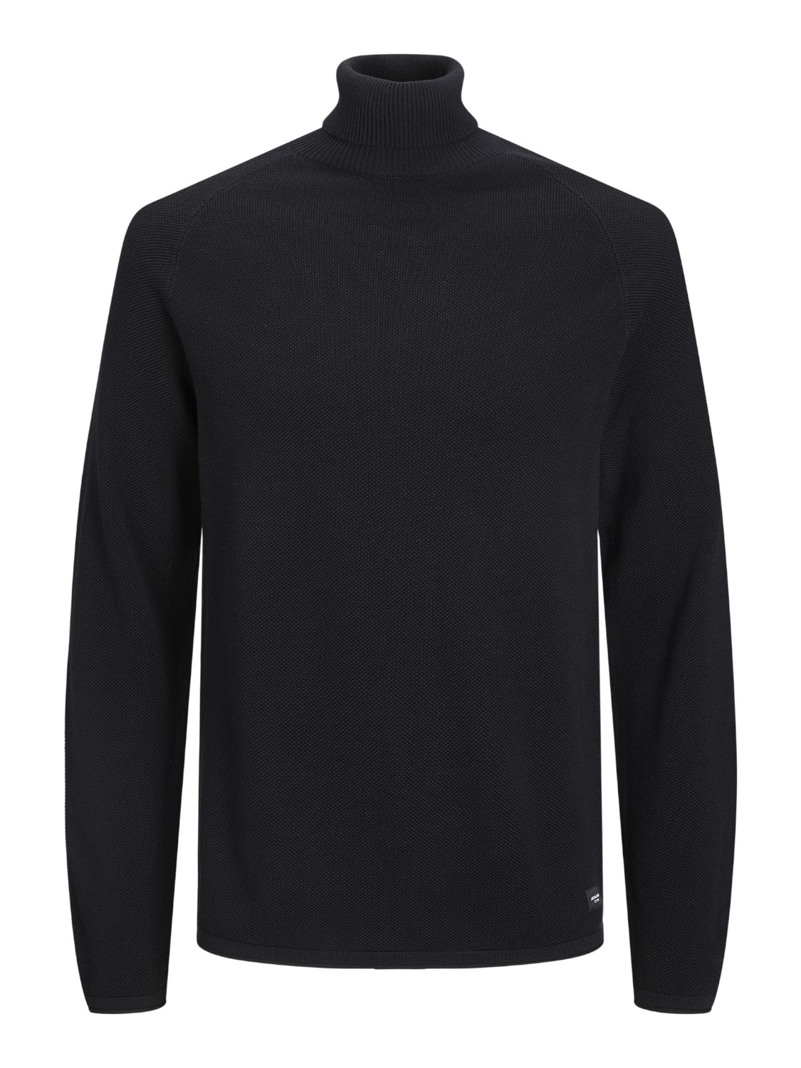 JACK & JONES Hill knit roll neck slim fit, heren pullover katoen met col, zwart
