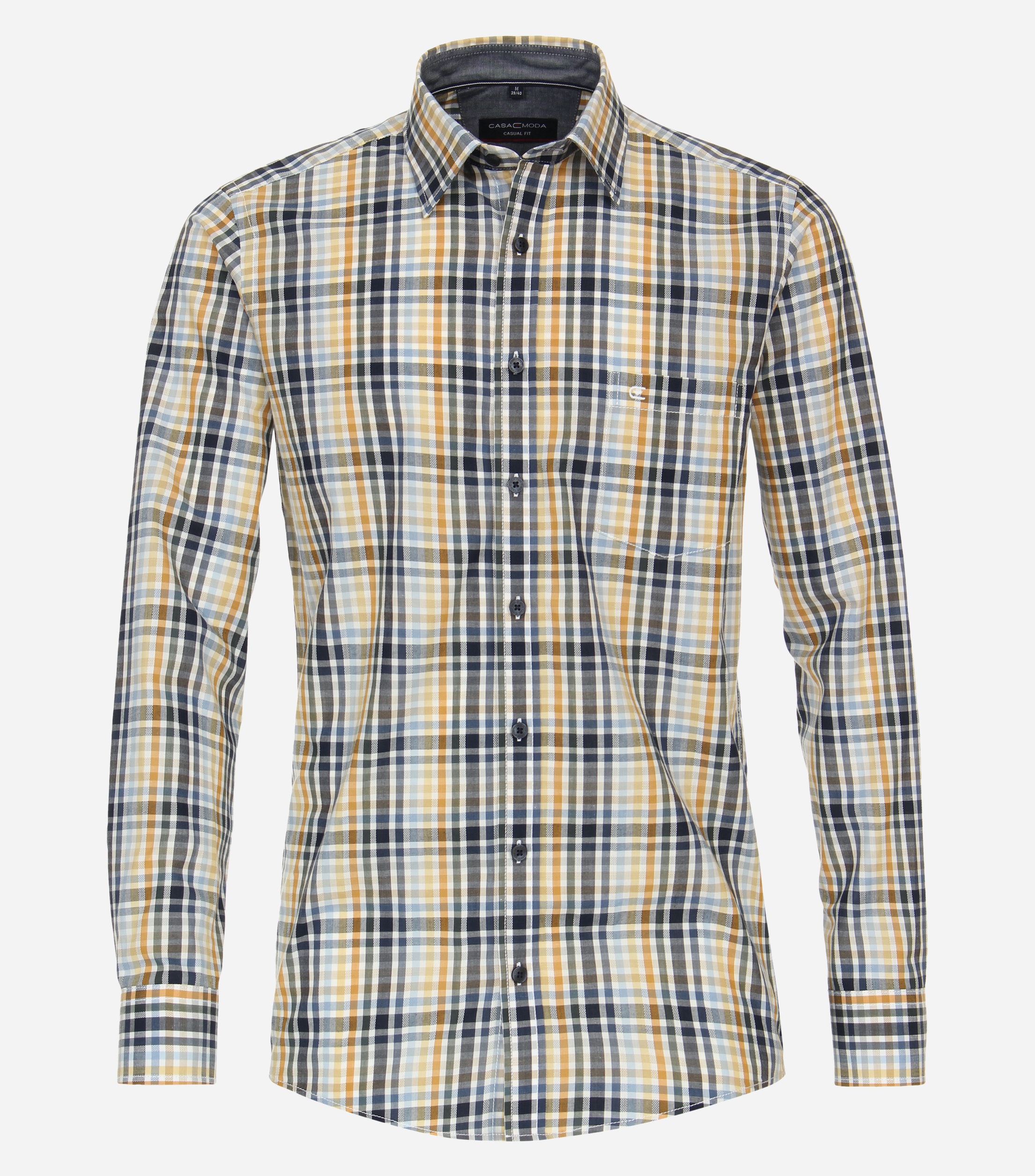 CASA MODA Sport casual fit overhemd, dobby, geel geruit