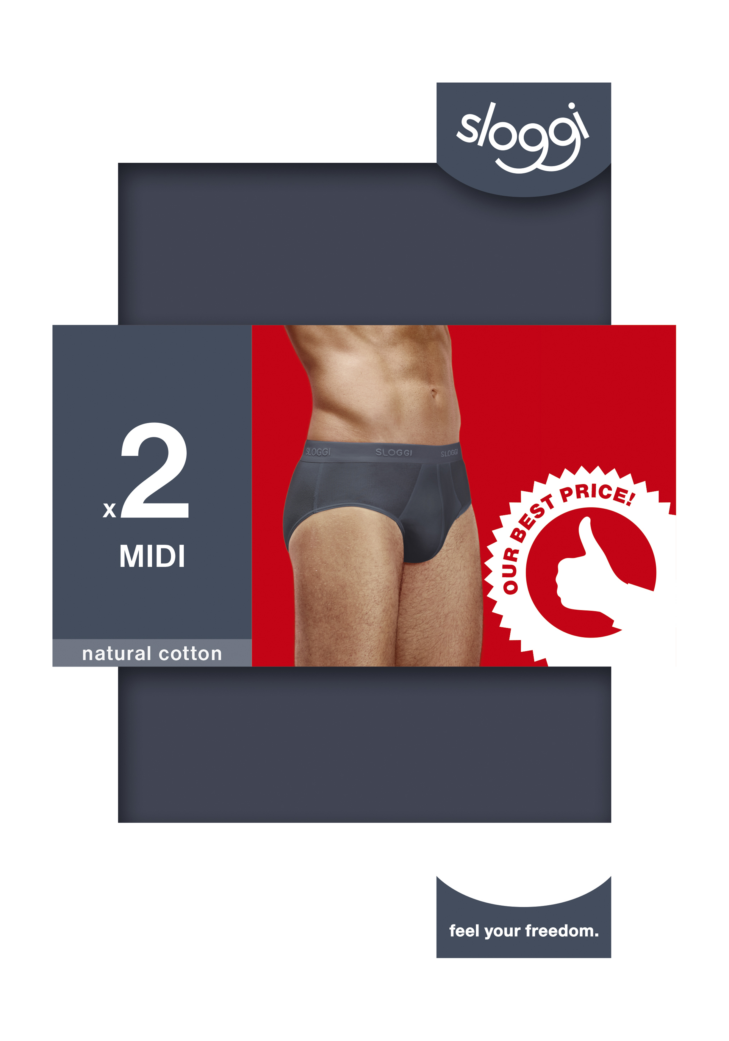 Sloggi Men 24/7 Midi, heren slips (2-pack), blauw