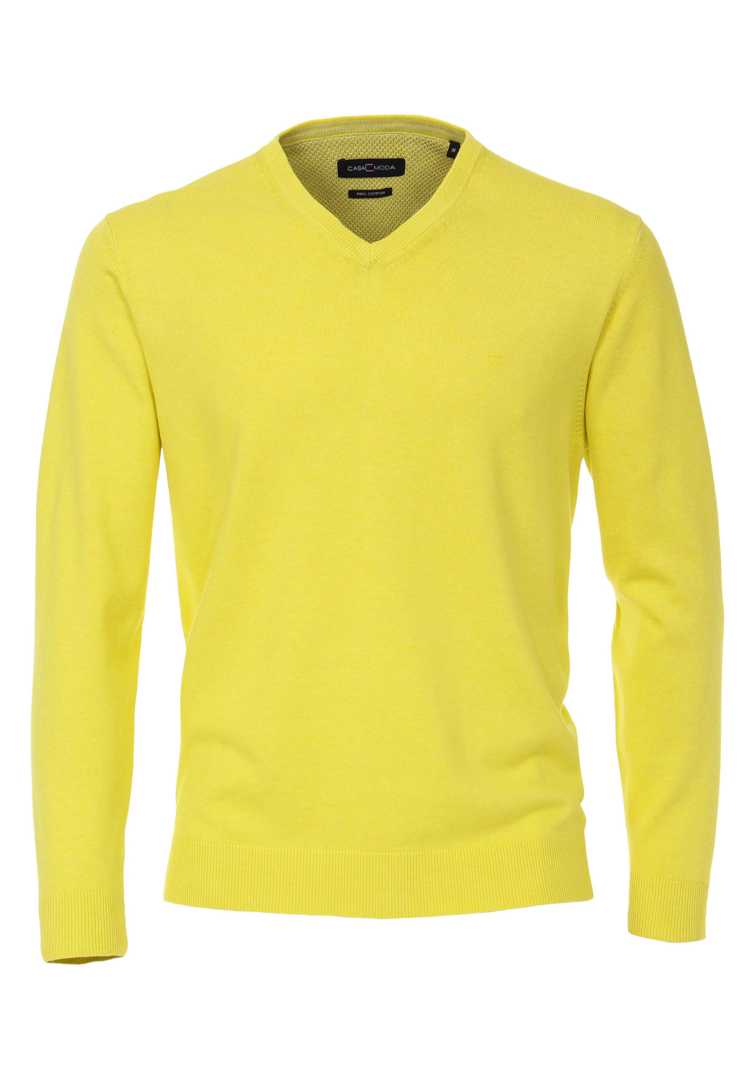 Casa Moda heren trui katoen V-hals, geel
