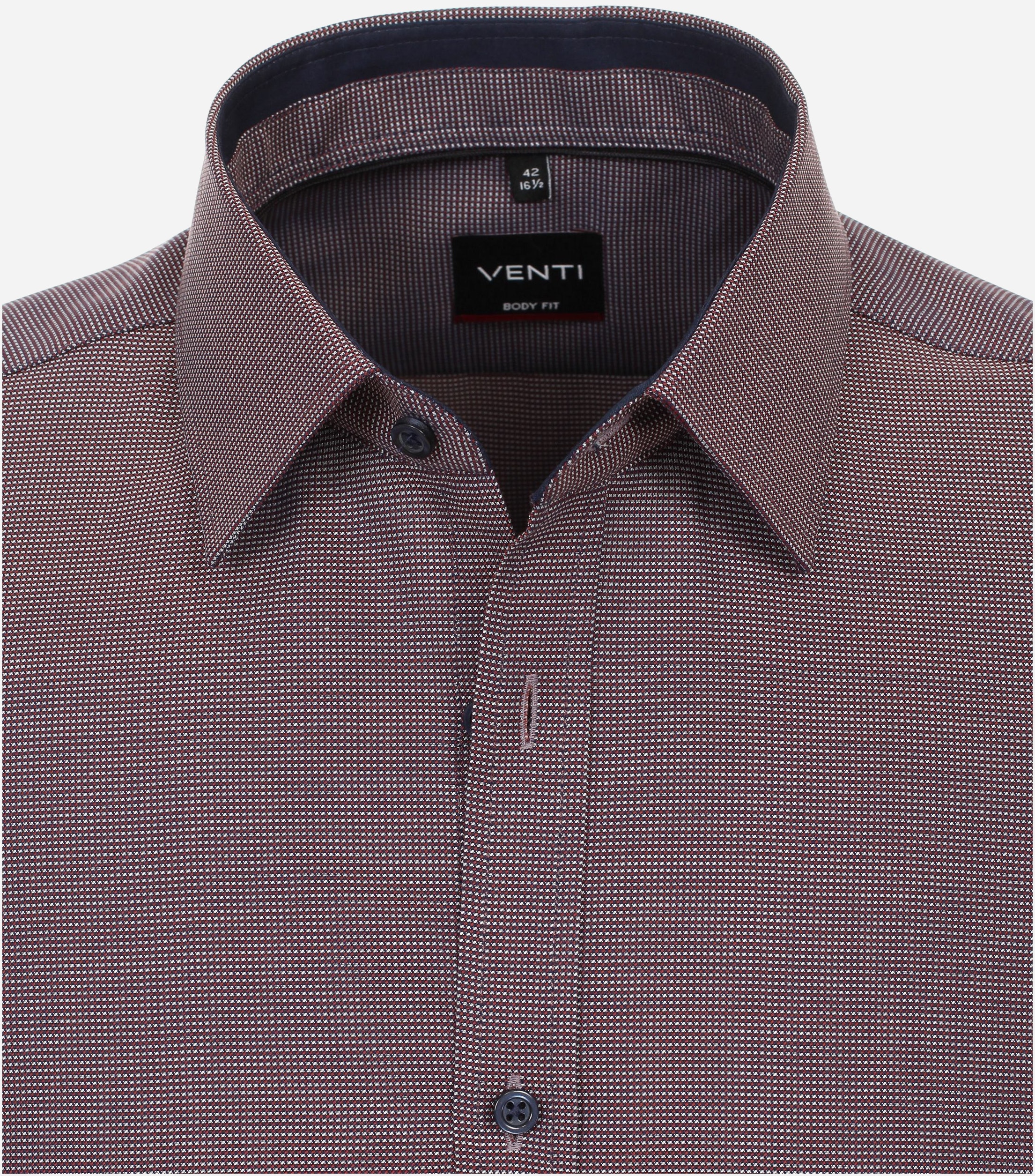 VENTI body fit overhemd, structuur, blauw met wit en oranje