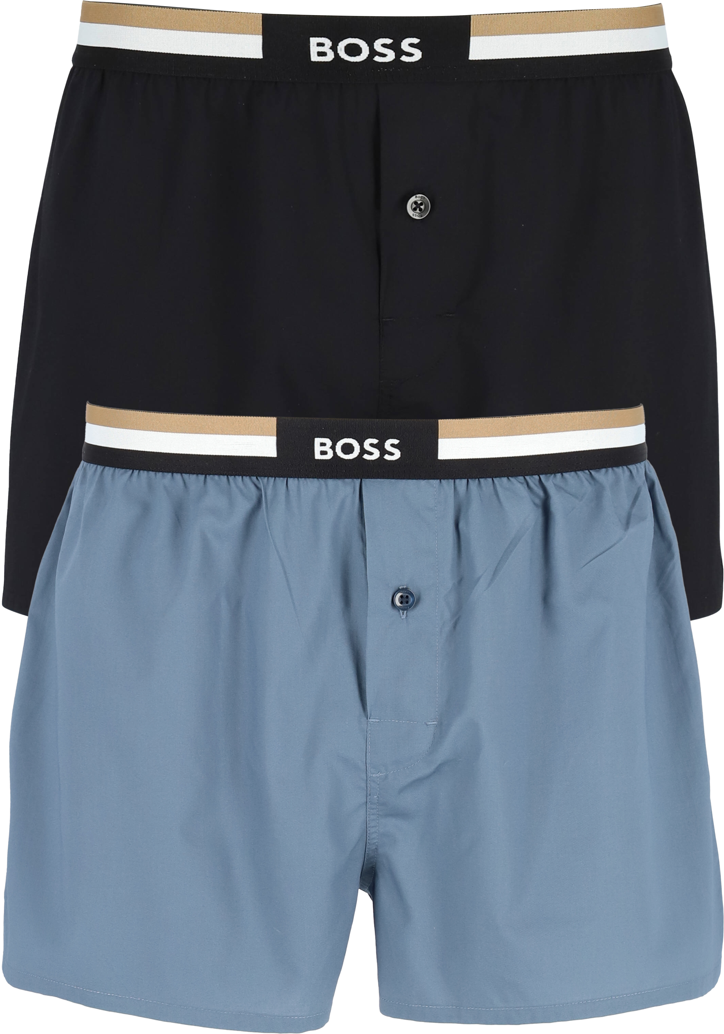 HUGO BOSS boxershorts woven (2-pack), heren boxers wijd model, blauw