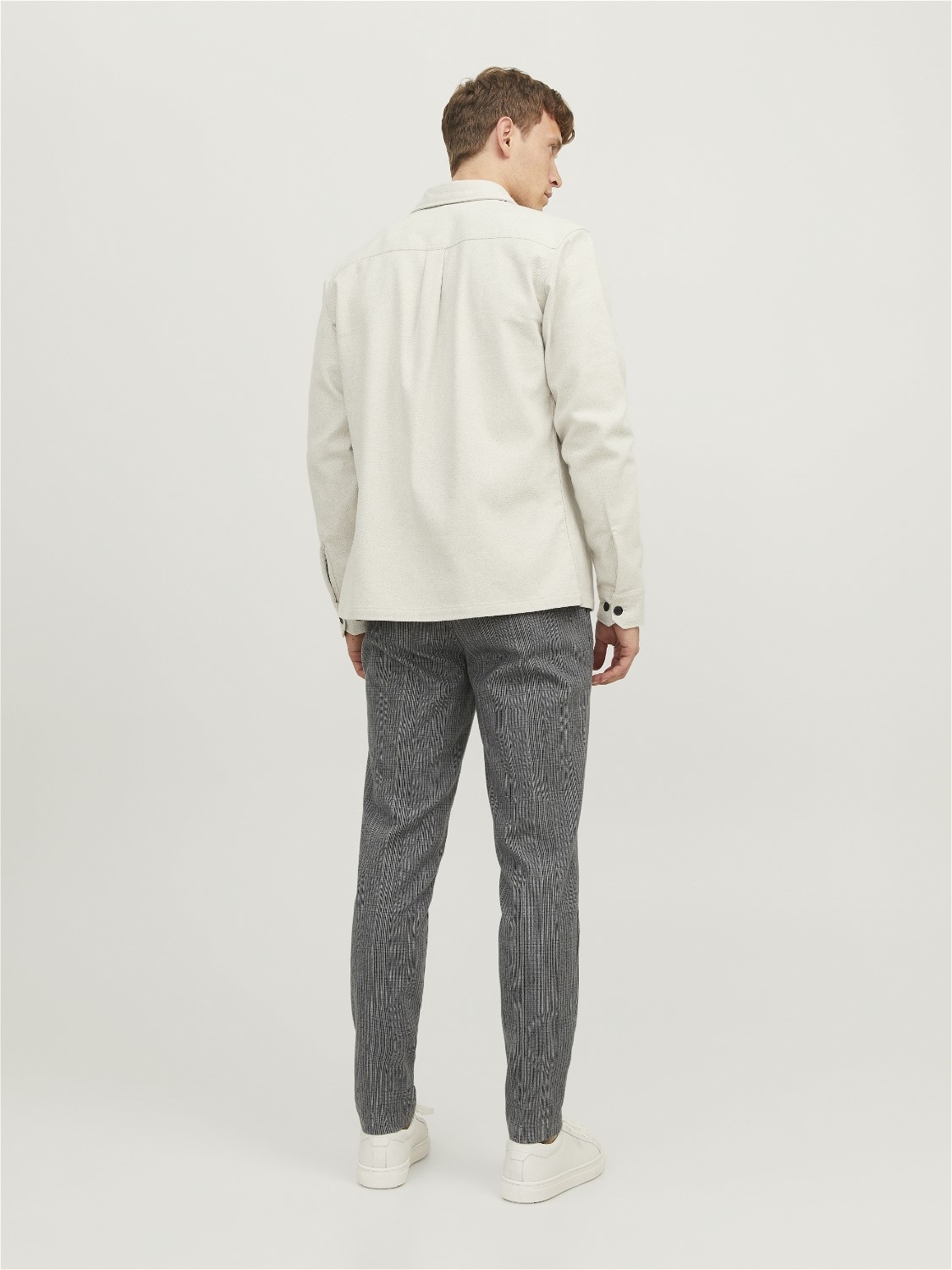 JACK & JONES Ace Harvey Winter Chino loose fit, heren chino, lichtgrijs melange geruit