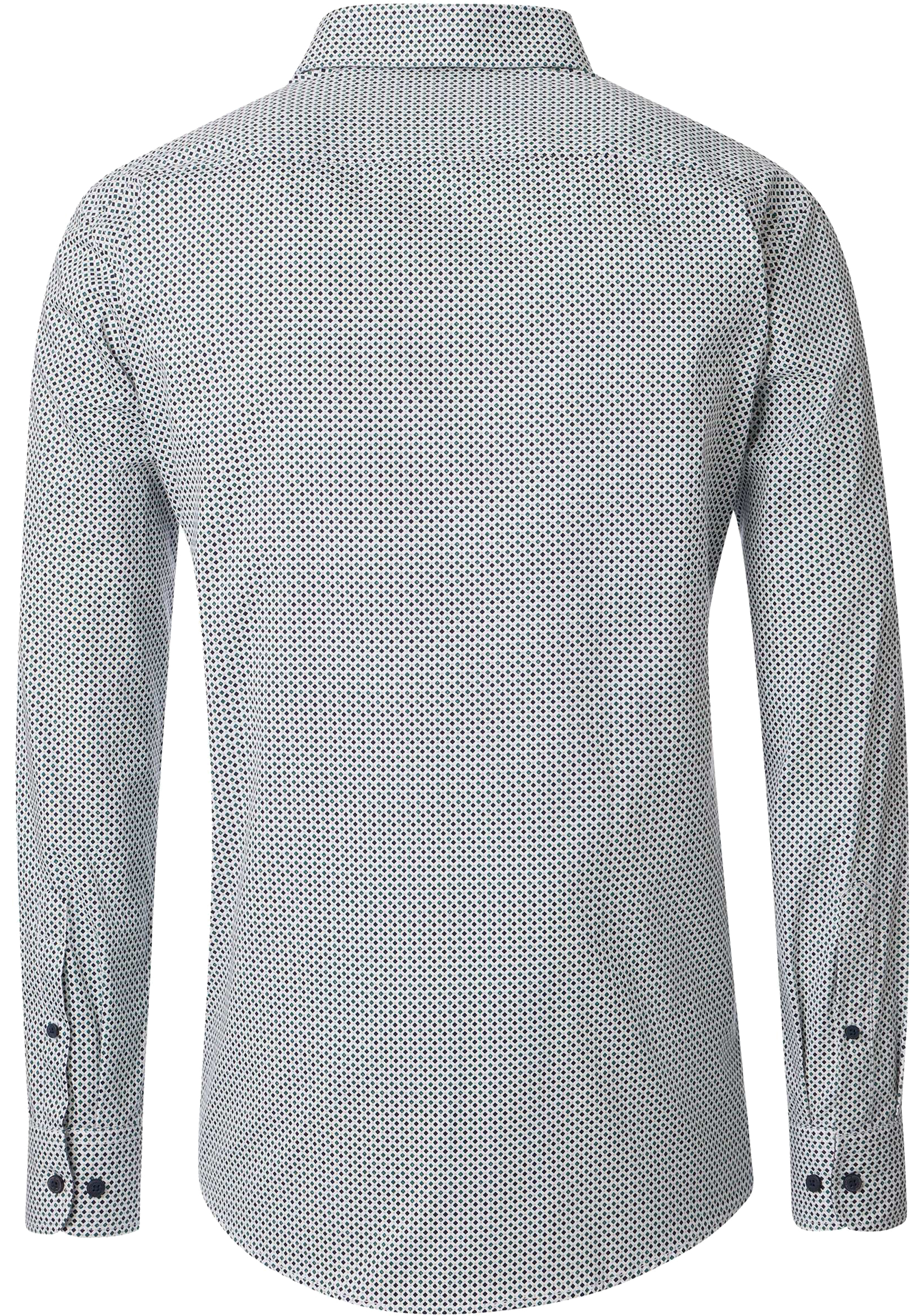 CASA MODA Sport casual fit overhemd, twill, wit met blauw en petrol dessin