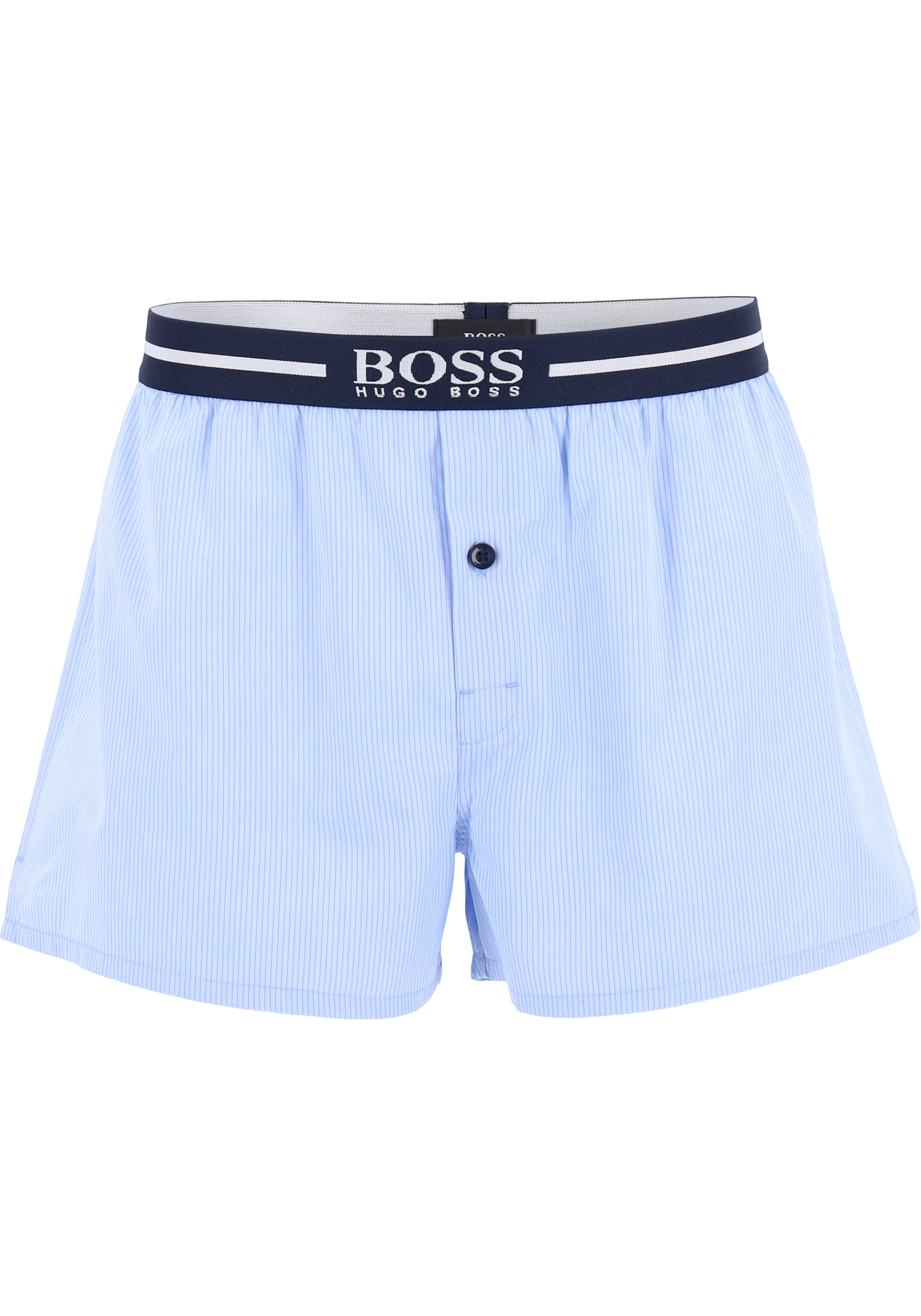HUGO BOSS boxershorts woven (2-pack), heren boxers wijd model, lichtblauw met wit geruit en gestreept