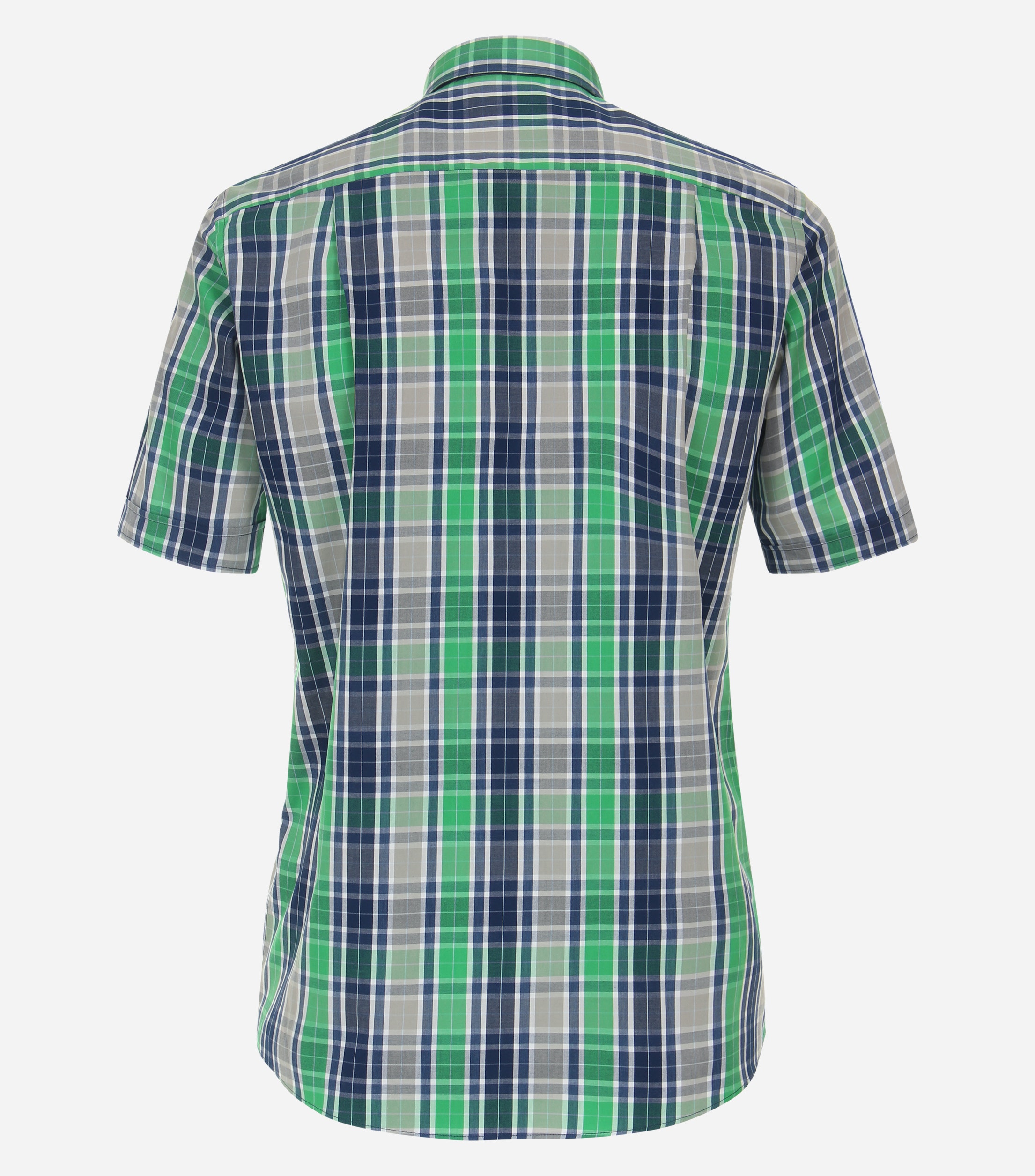 Redmond comfort fit overhemd, korte mouw, popeline, groen geruit