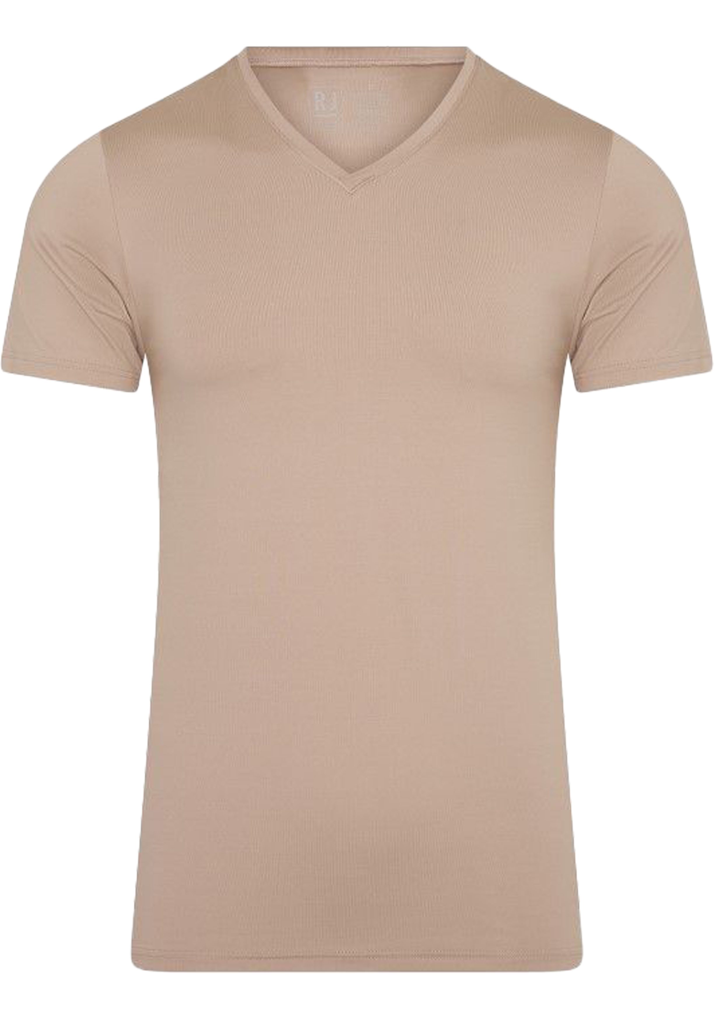 RJ Bodywear Pure Color T-shirt (1-pack), heren T-shirt met V-hals, zand