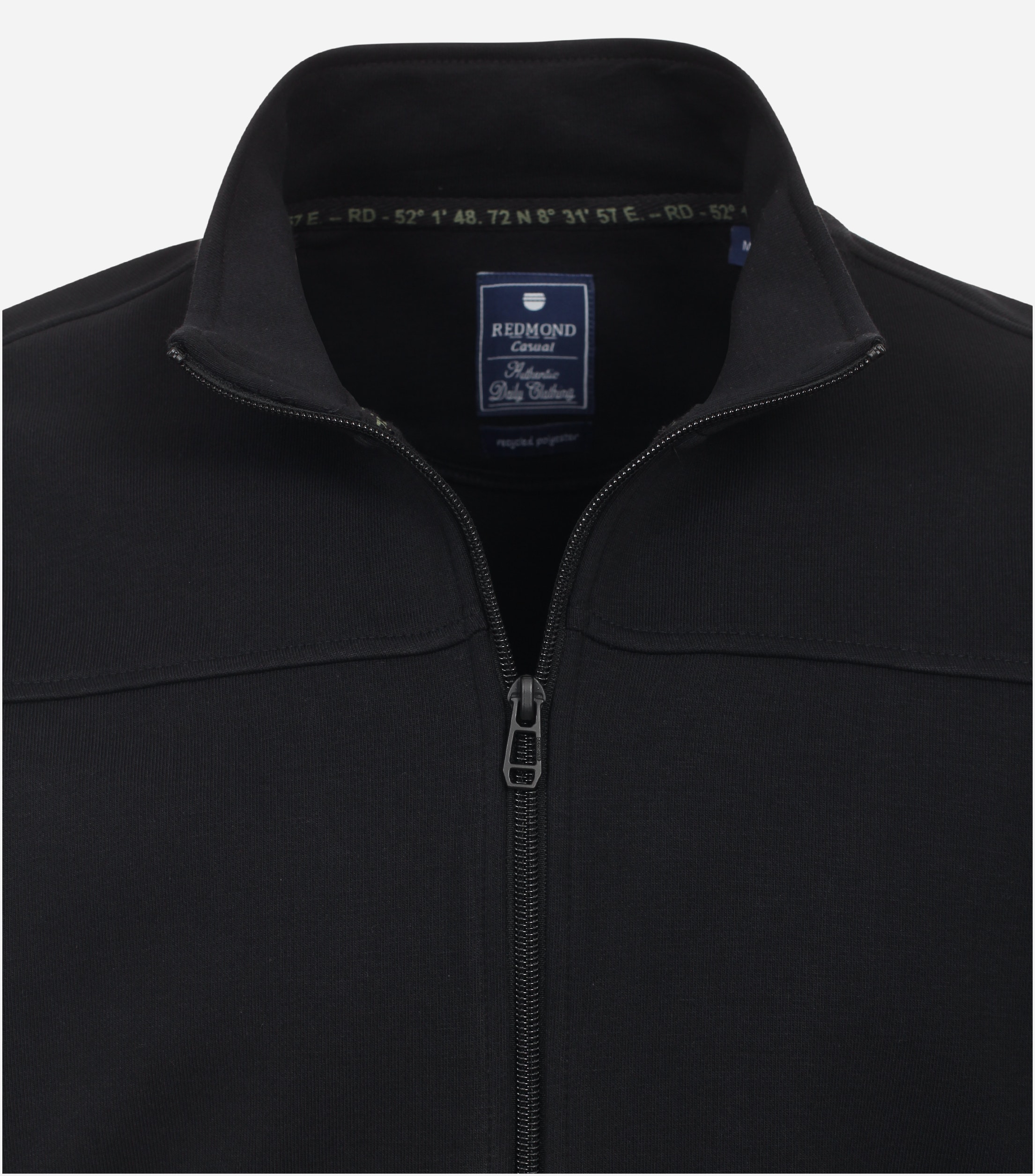 Redmond heren sweatvest katoenmengsel, opstaande kraag, grijs (middeldik)