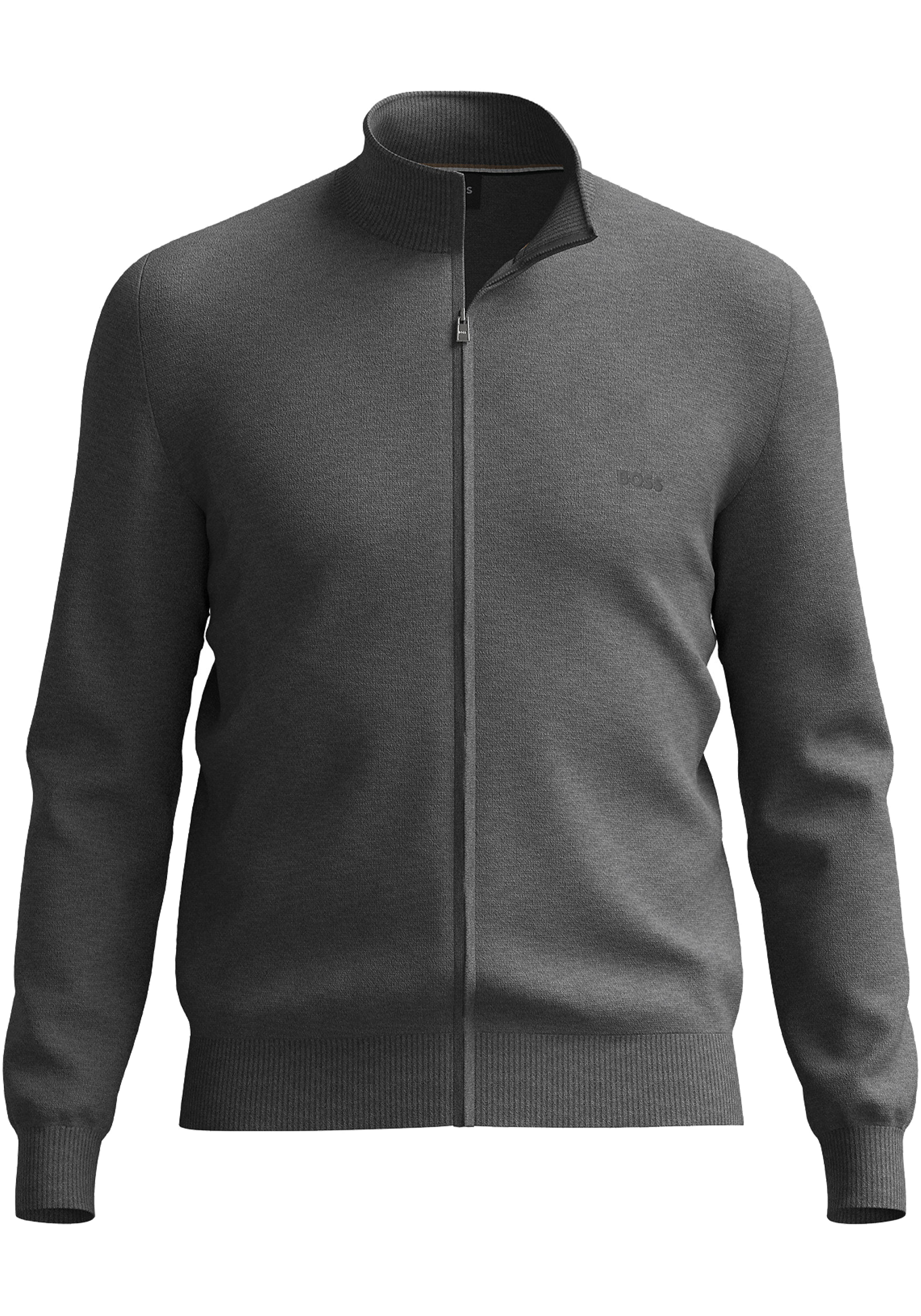 BOSS Balonso regular fit vest wol, heren vest middeldik, middengrijs