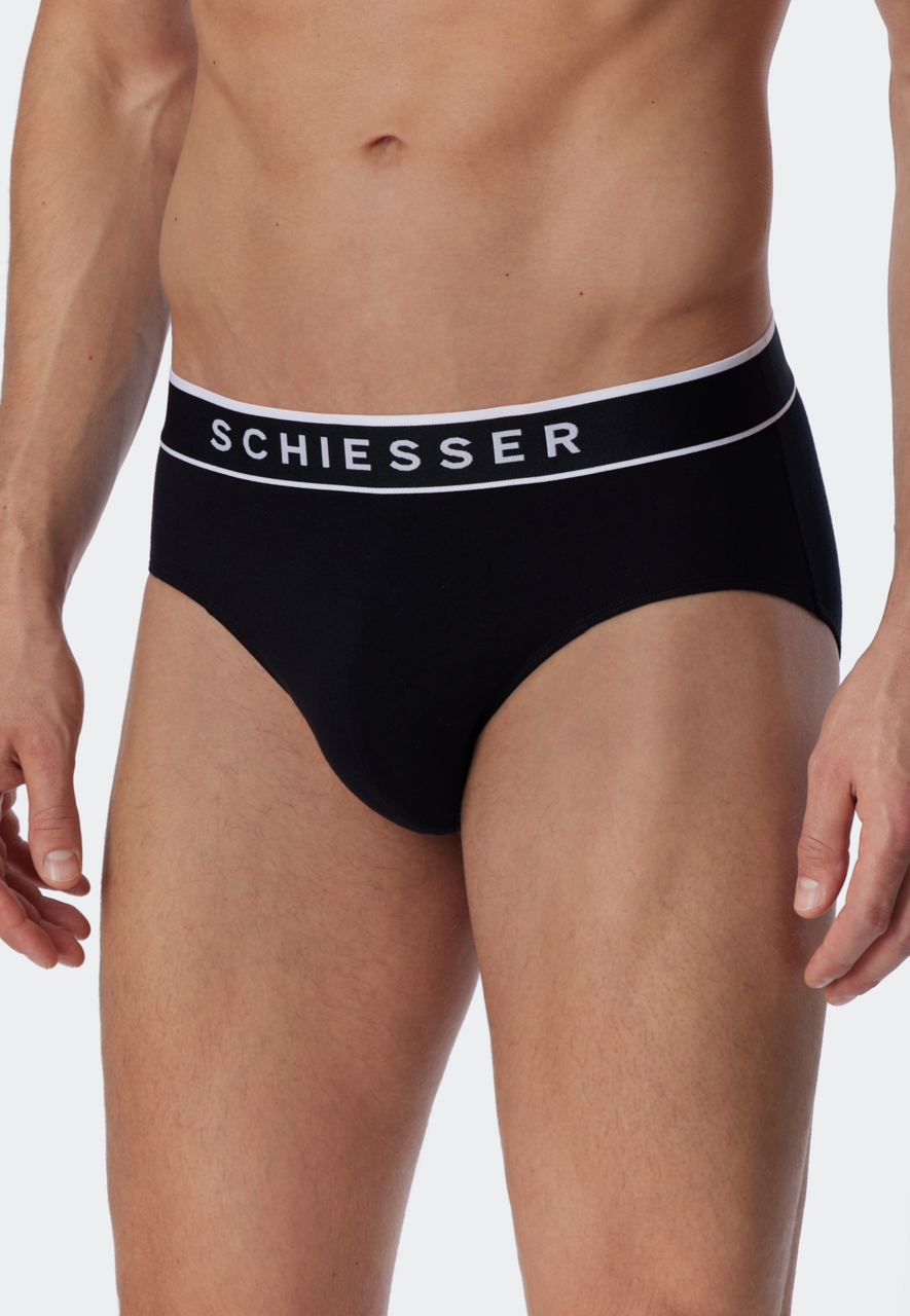 SCHIESSER 95/5 slip (3-pack), heren rioslip biologisch katoen geweven elastische tailleband zwart