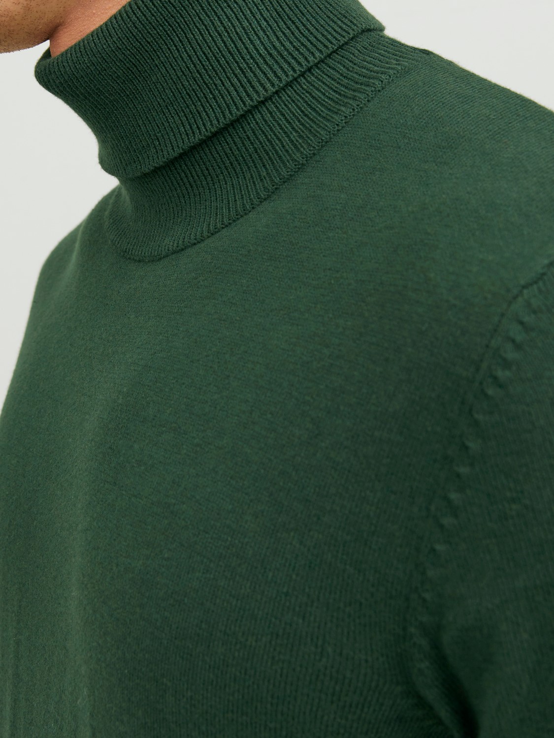 JACK & JONES Emil knit roll neck slim fit, heren pullover viscosemengsel met col, groen