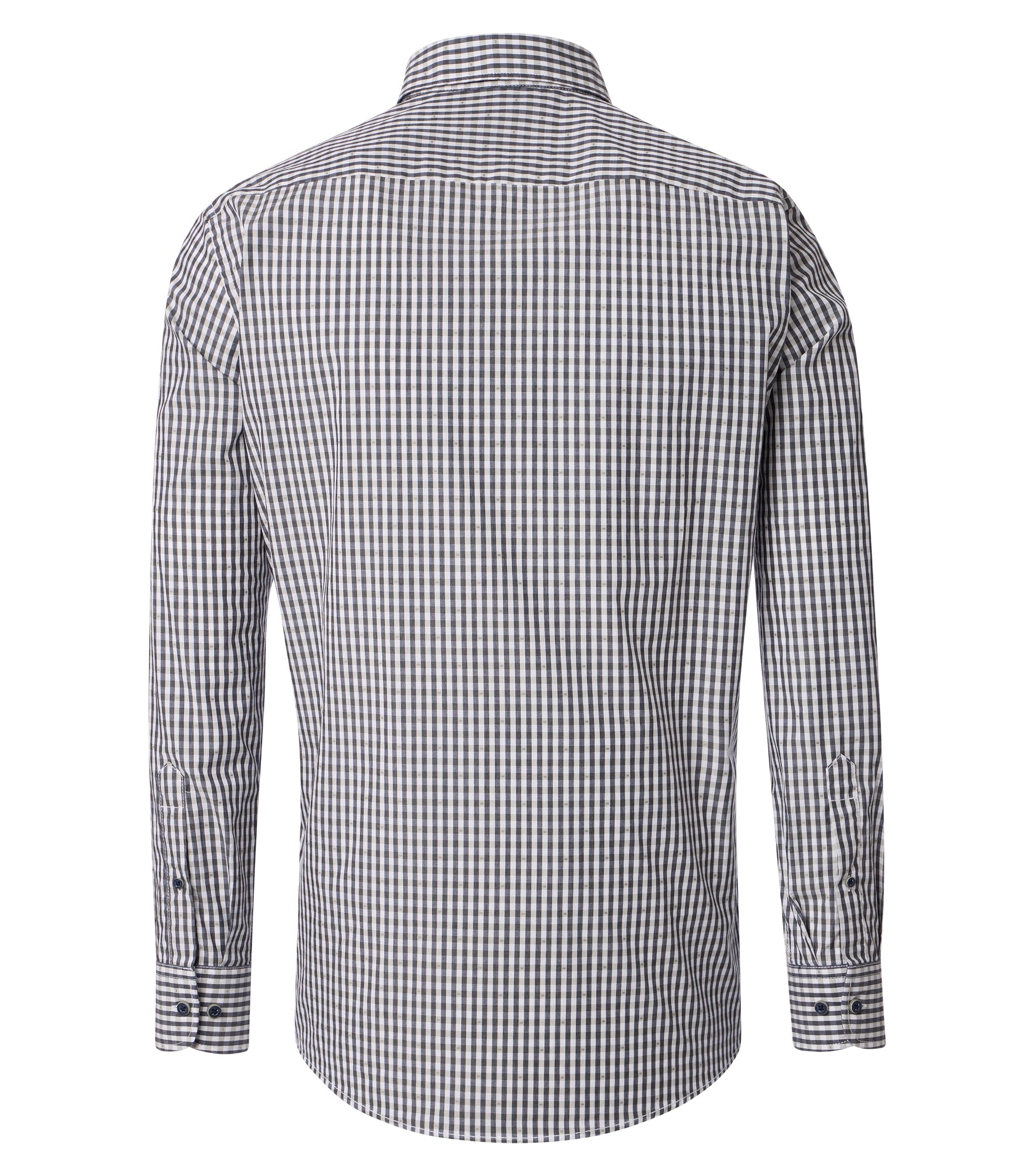CASA MODA Sport comfort fit overhemd, dobby, blauw met wit en groen geruit