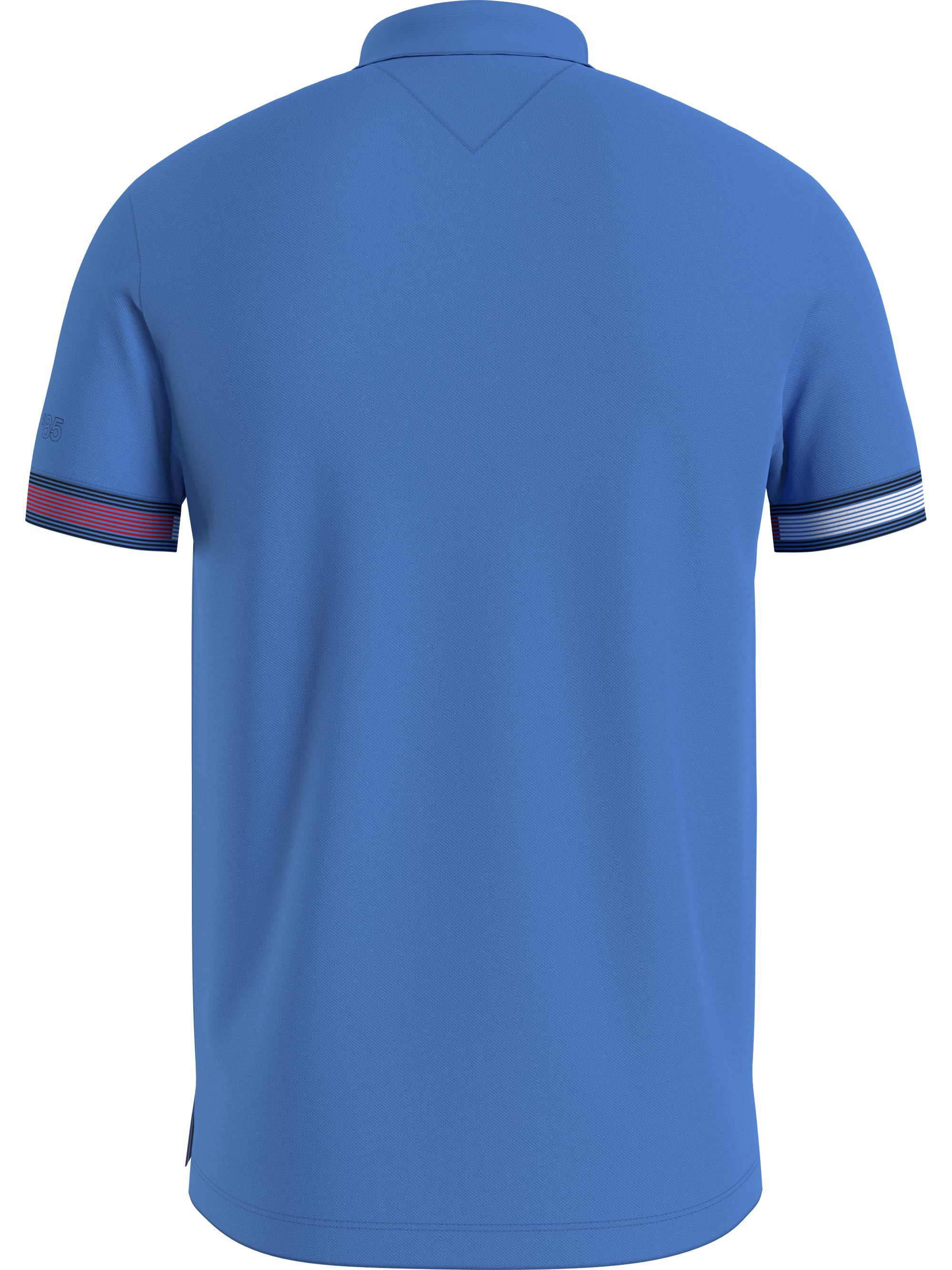 Tommy Hilfiger Flag Cuff Slim Polo, heren poloshirt, middenblauw