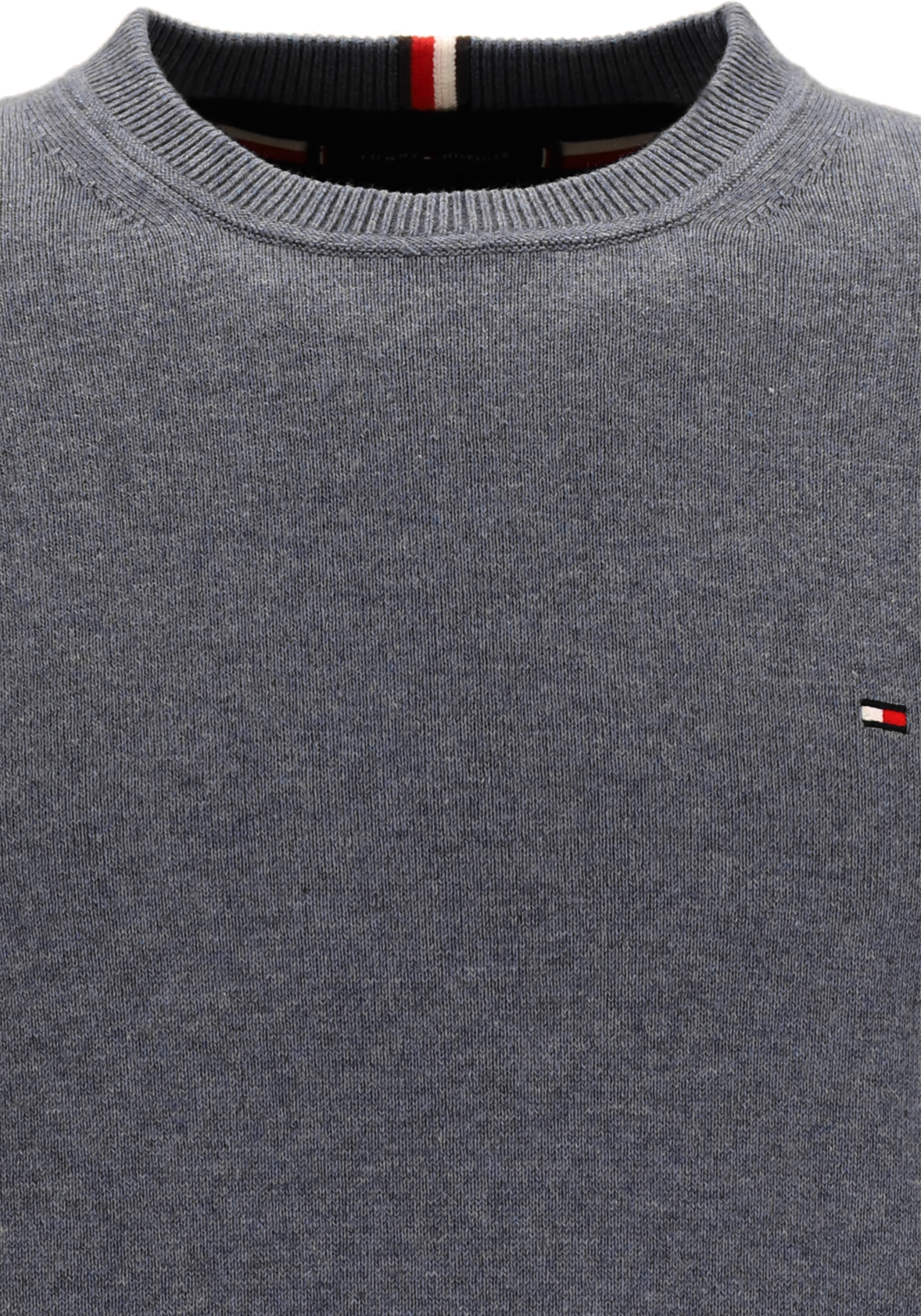 Tommy Hilfiger O-hals trui katoen met kasjmier, Pima Organic Cotton Cashmere, donkergrijs melange (Dark Grey Heather)