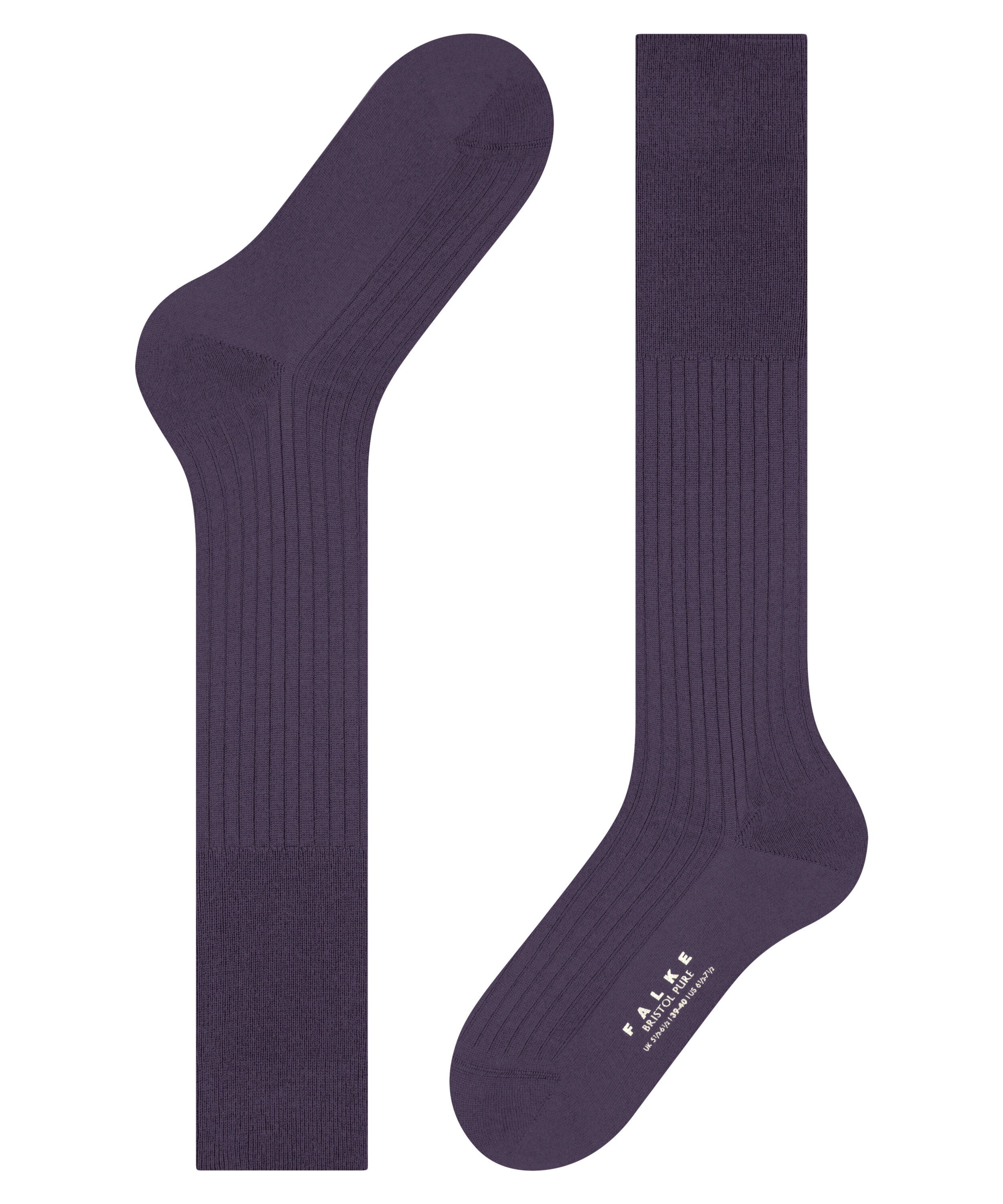 FALKE Bristol Pure heren kniekousen, paars (amethyst)