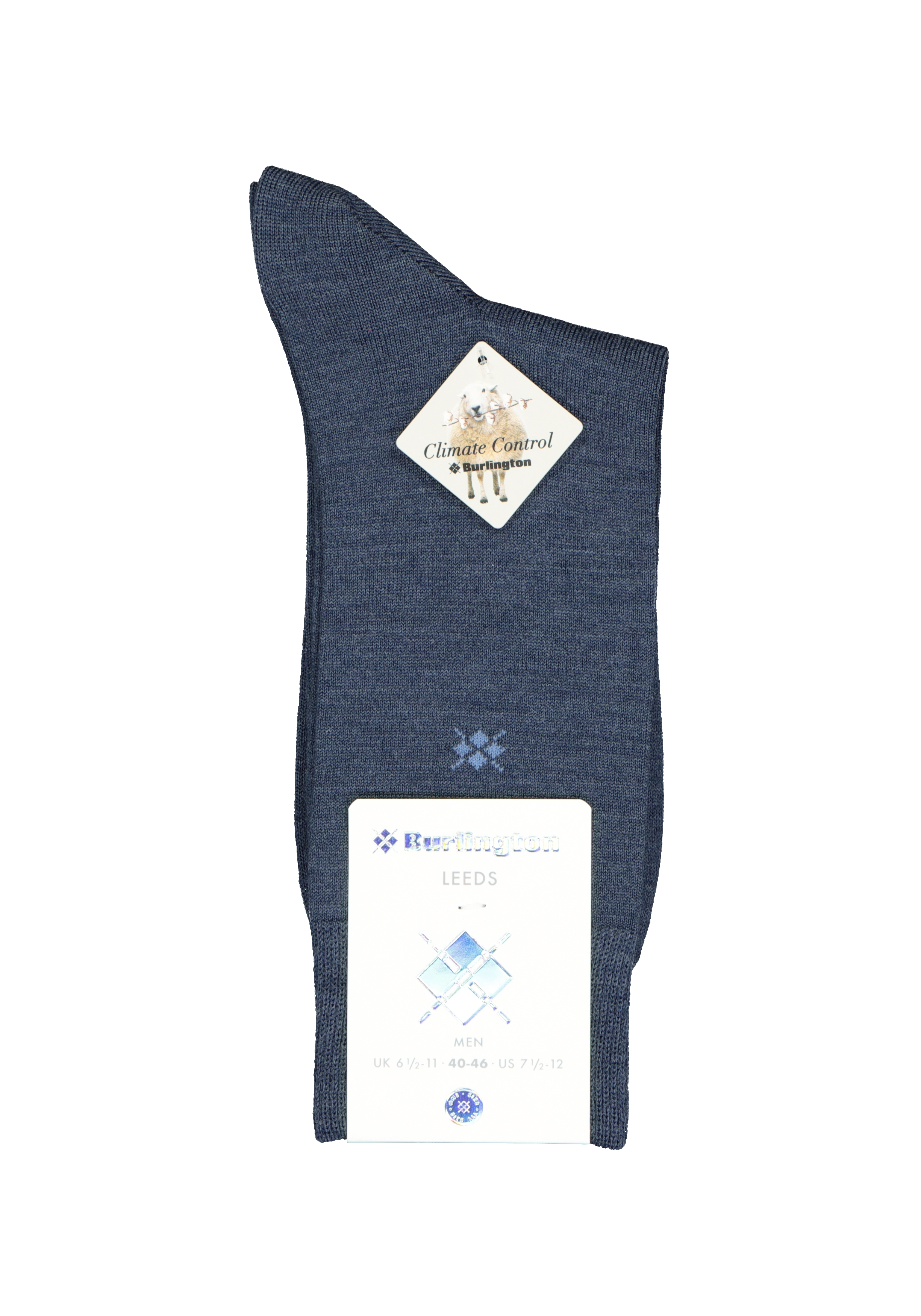 Burlington Leeds herensokken, wol, donkerblauw melange