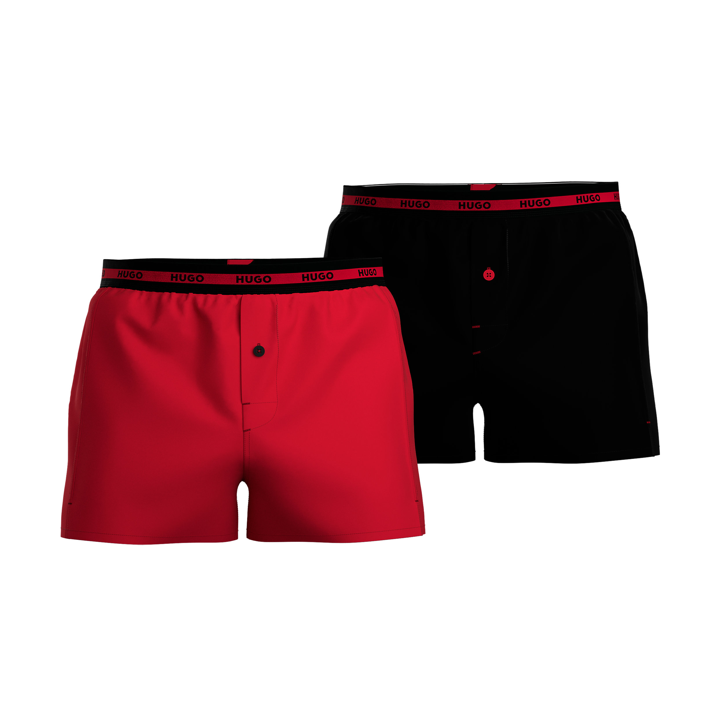 HUGO boxershorts woven (2-pack), heren boxers wijd model, roze