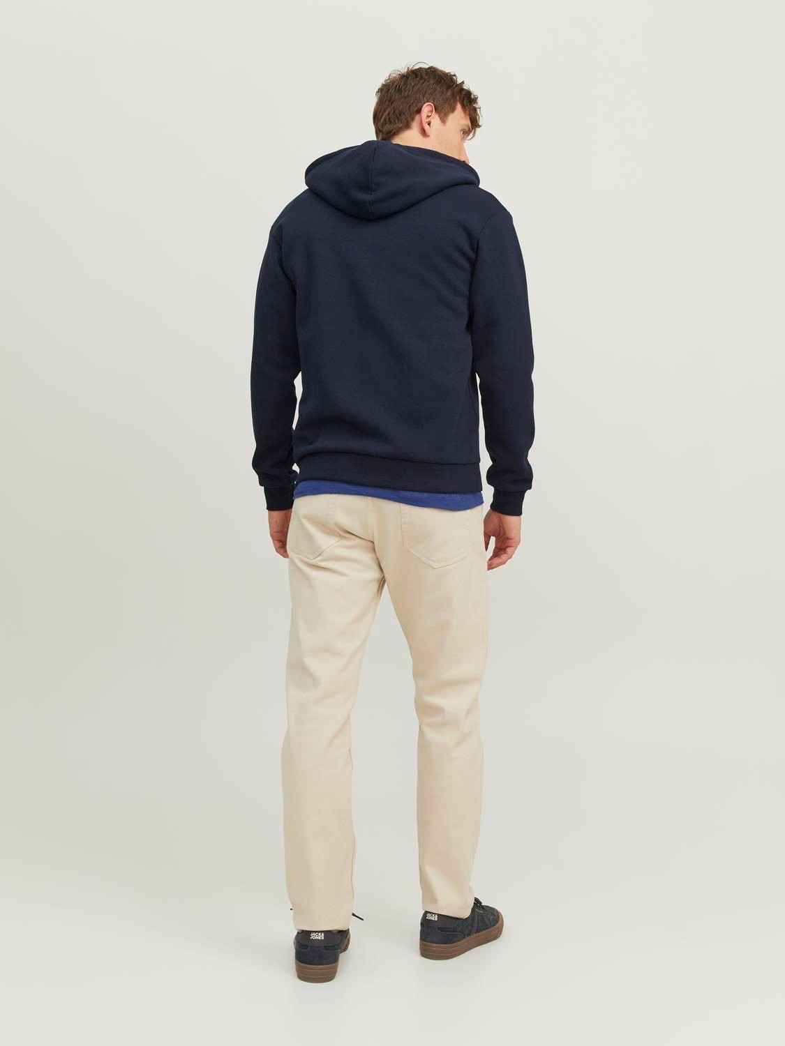 JACK & JONES Bradley sweat zip hood regular fit, heren sweatvest katoenmengsel met capuchon, blauw