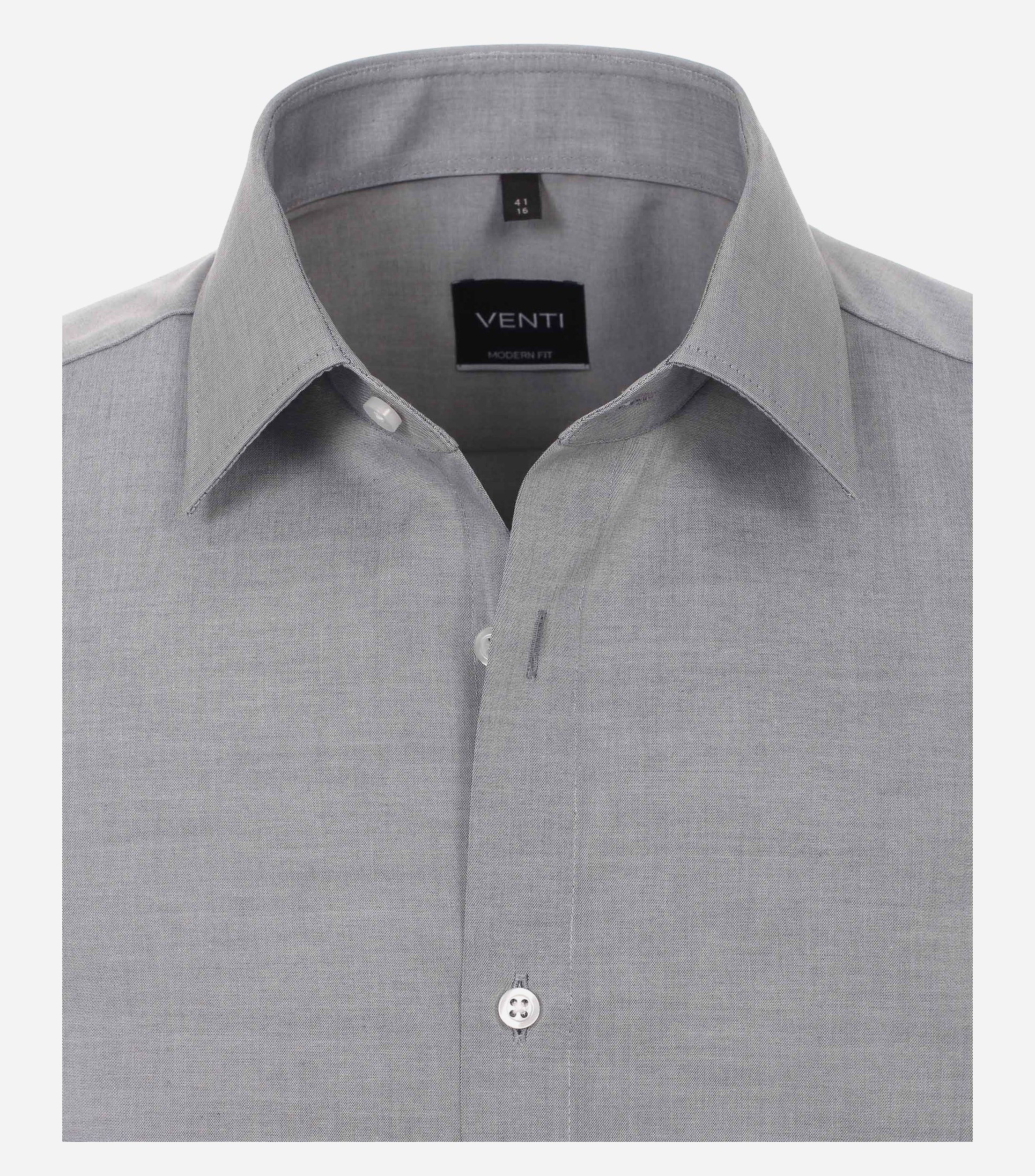 VENTI modern fit overhemd, korte mouw, popeline, grijs