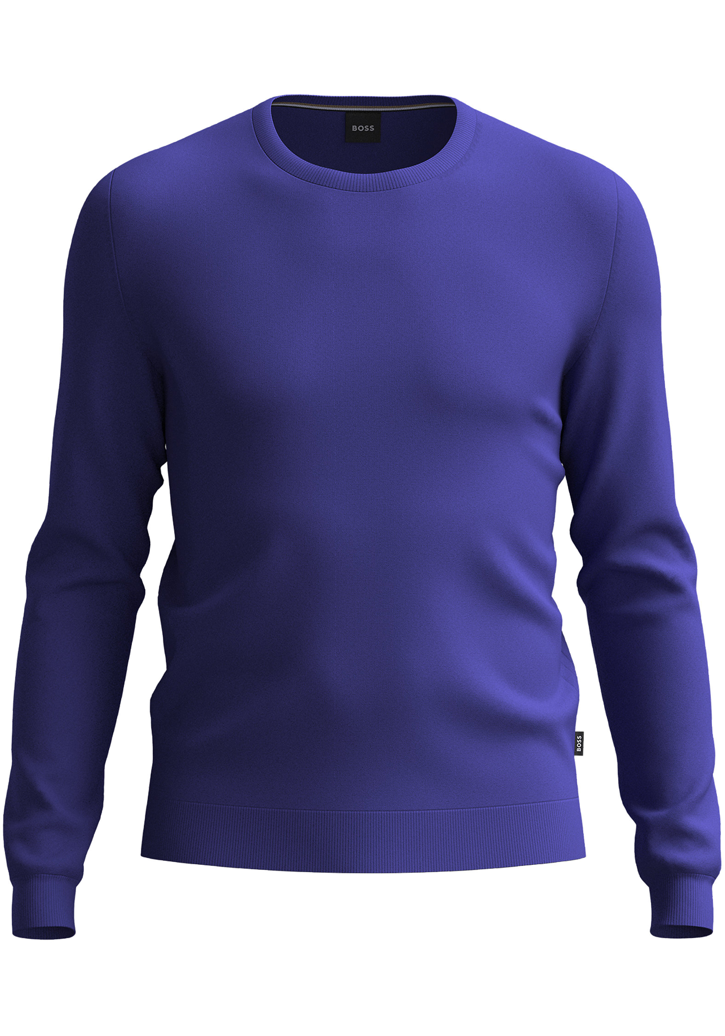 BOSS Leno slim fit trui wol, heren pullover met O-hals, paars