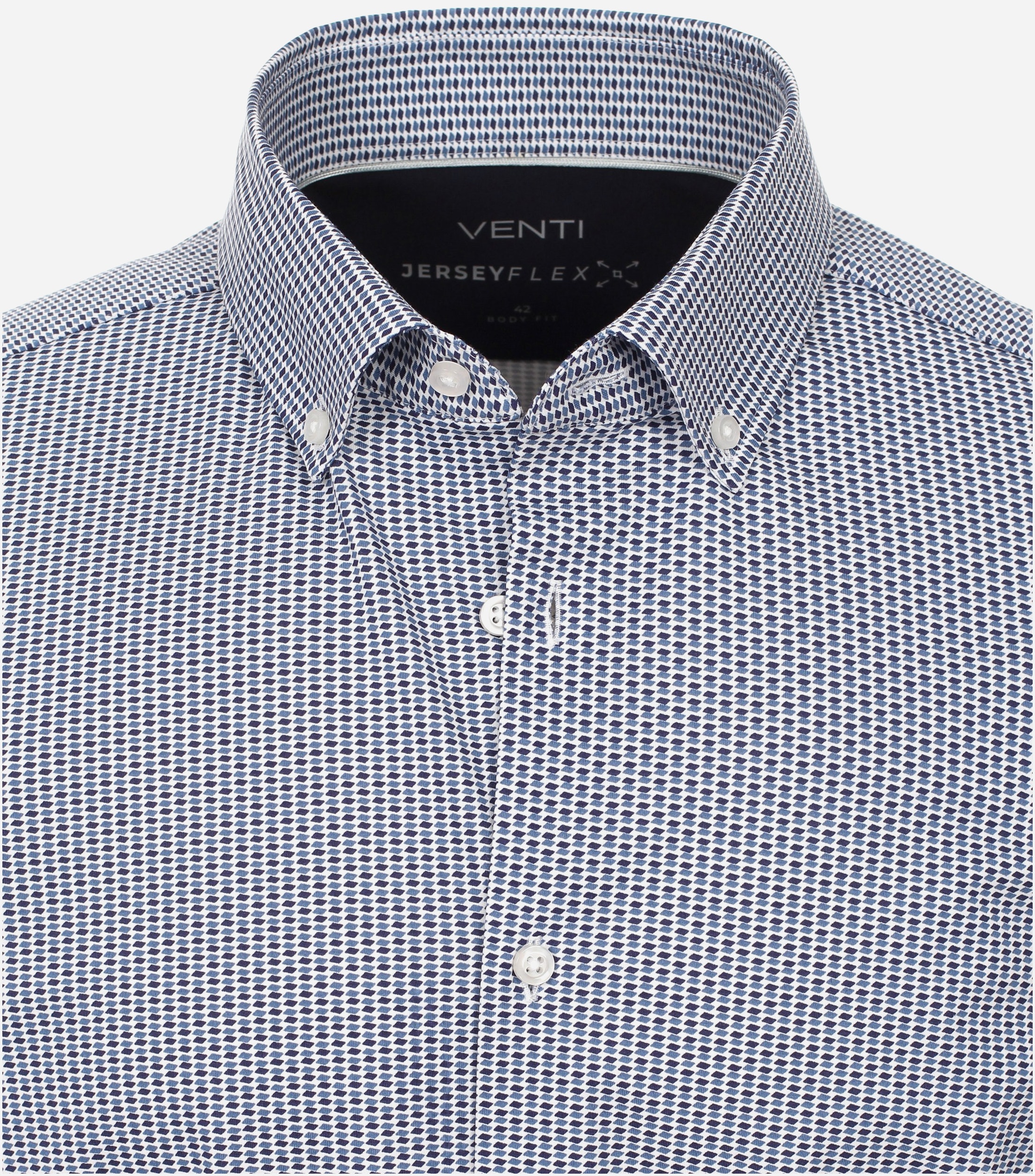 VENTI body fit overhemd, jersey, blauw dessin