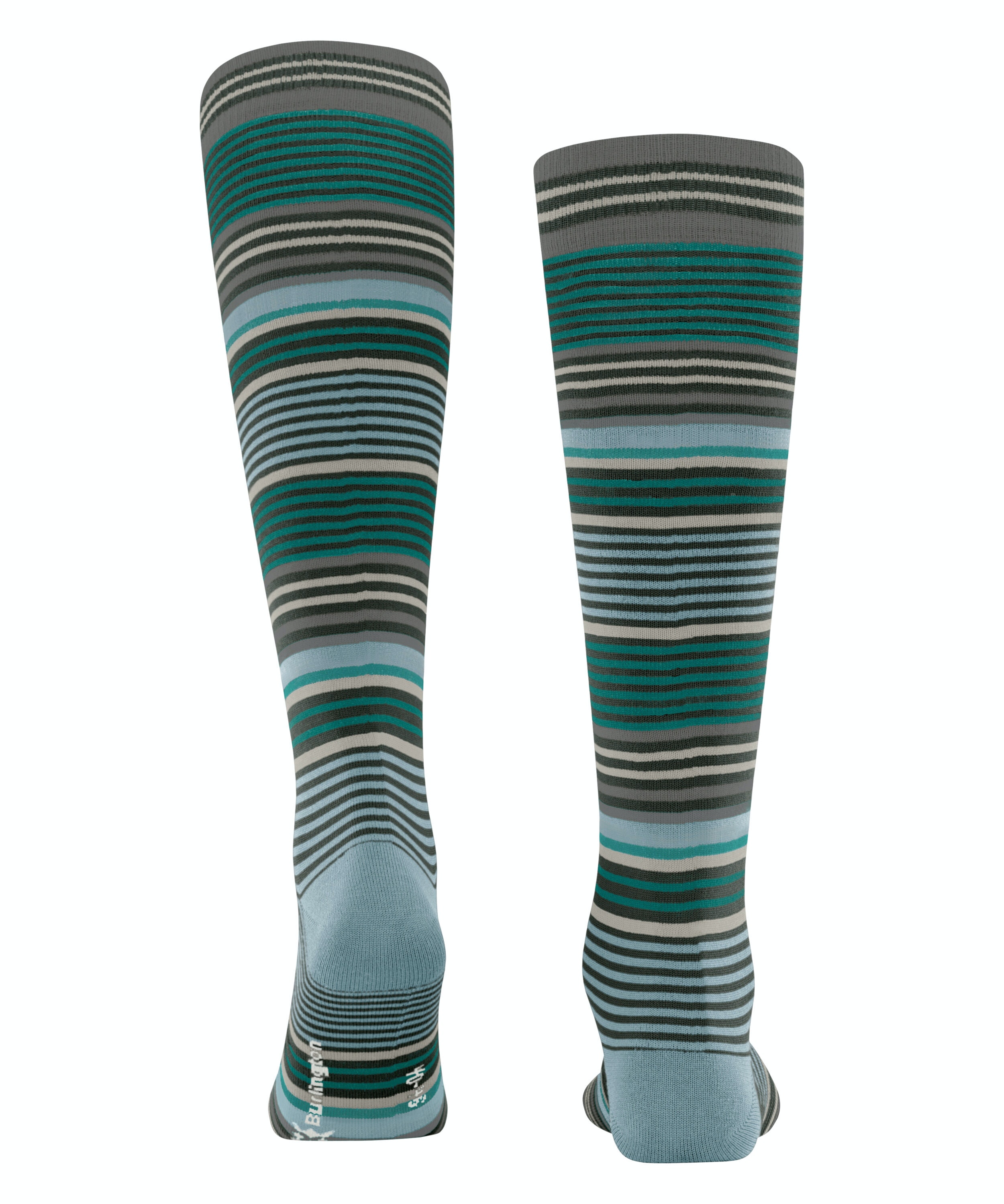 Burlington Stripe heren kniekousen, zwart (black)