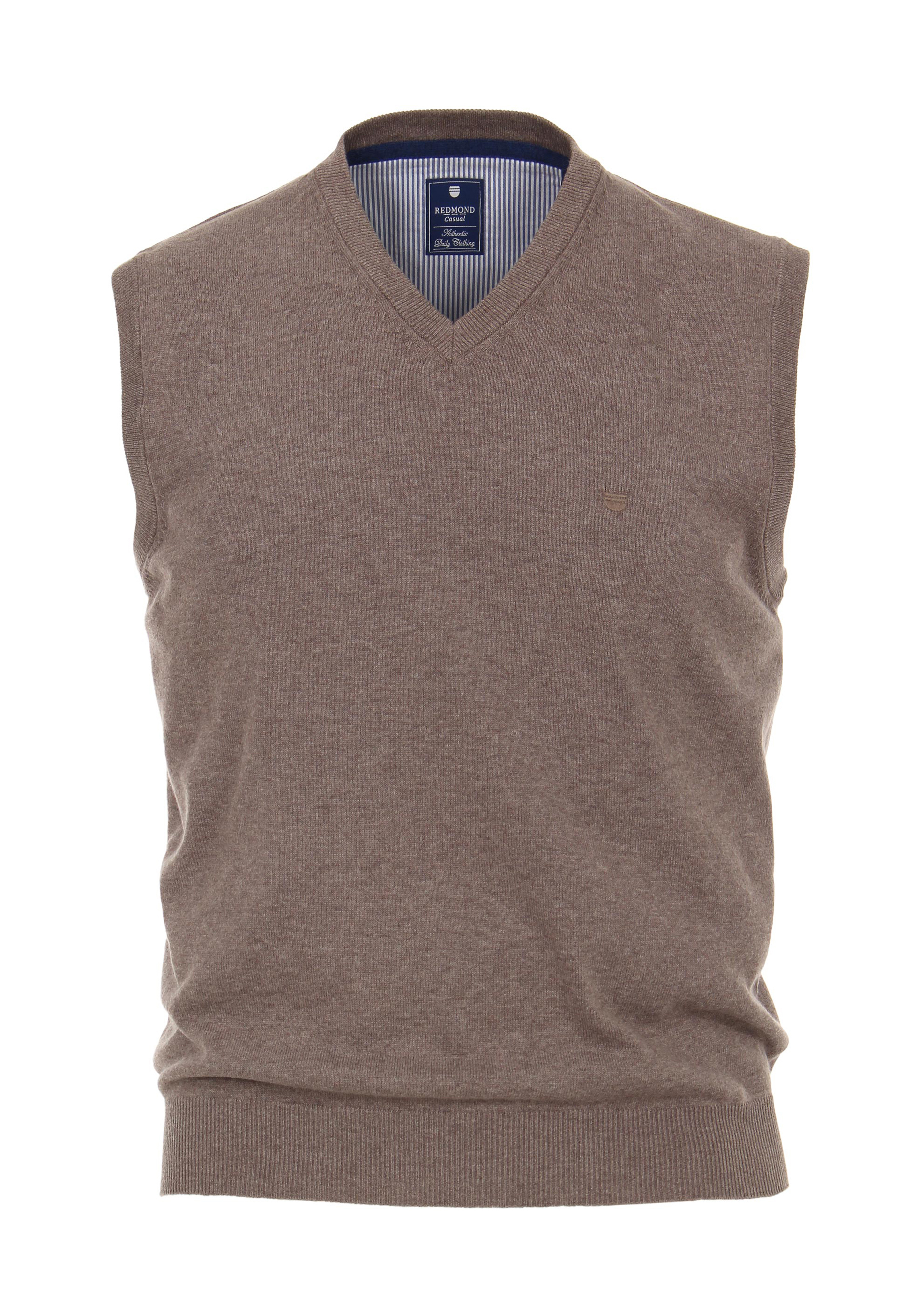 Redmond heren spencer katoen, V-hals, licht beige bruin