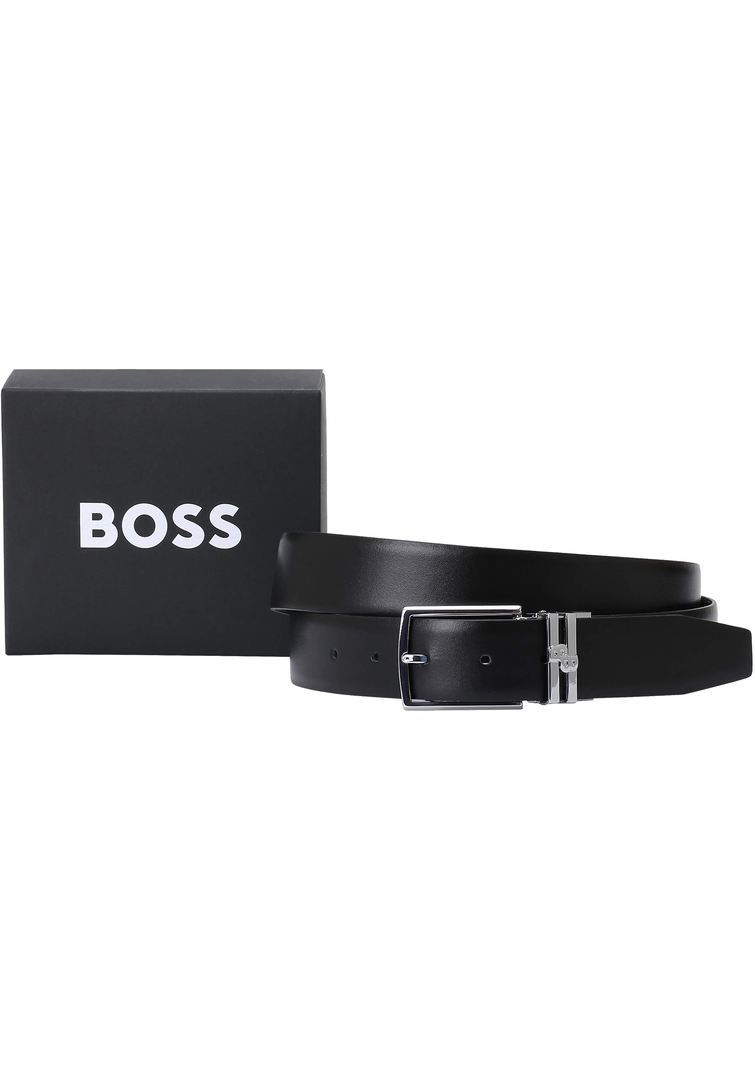 HUGO BOSS leren riem cadeau, heren riem in geschenkverpakking, zwart