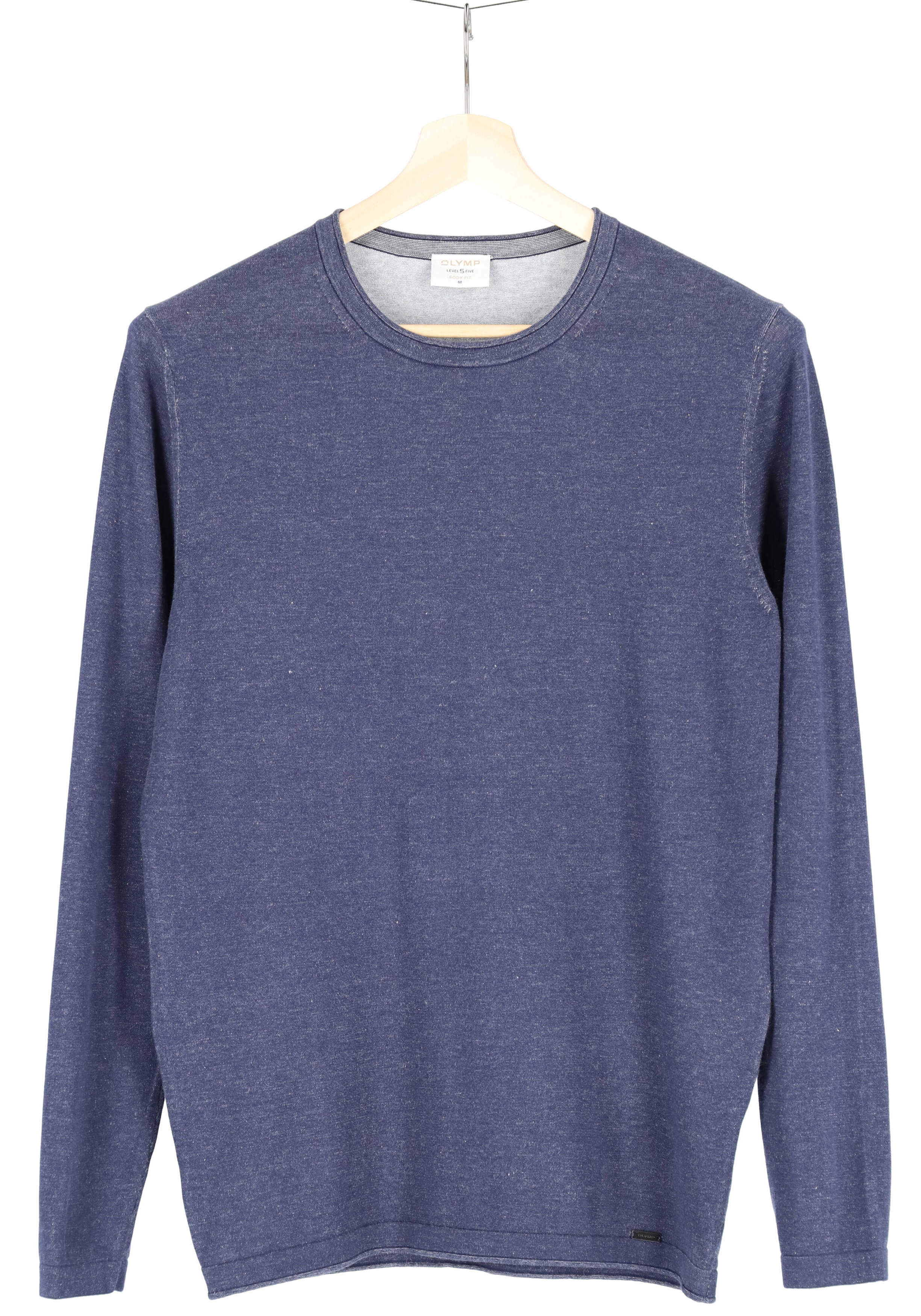 OLYMP Level 5 body fit trui katoen, O-hals, marine blauw