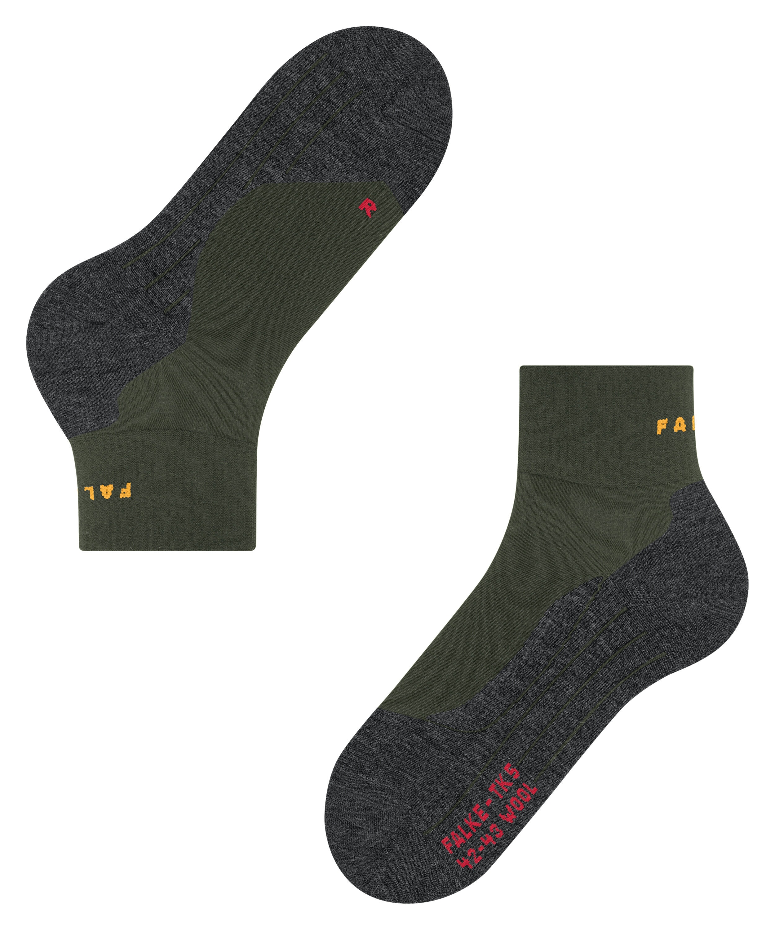 FALKE TK5 Wander Wool Short heren trekking sokken kort, groen (vertigo)