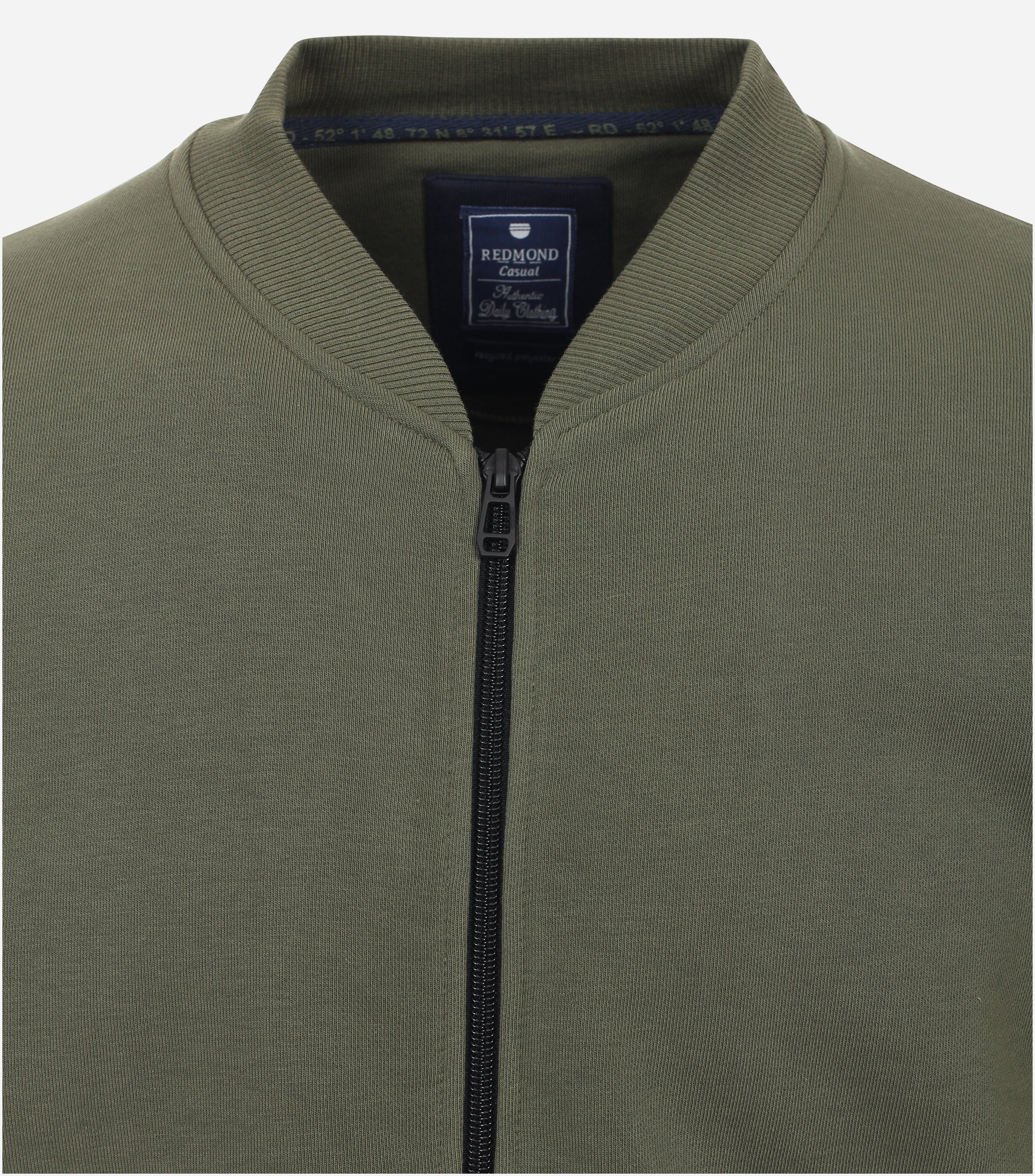 Redmond heren sweatvest katoenmengsel, opstaande kraag, groen (middeldik)