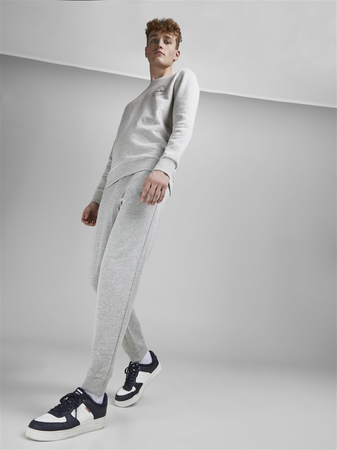 JACK & JONES Gordon Shark Sweat Pants regular fit, heren joggingbroek, lichtgrijs melange