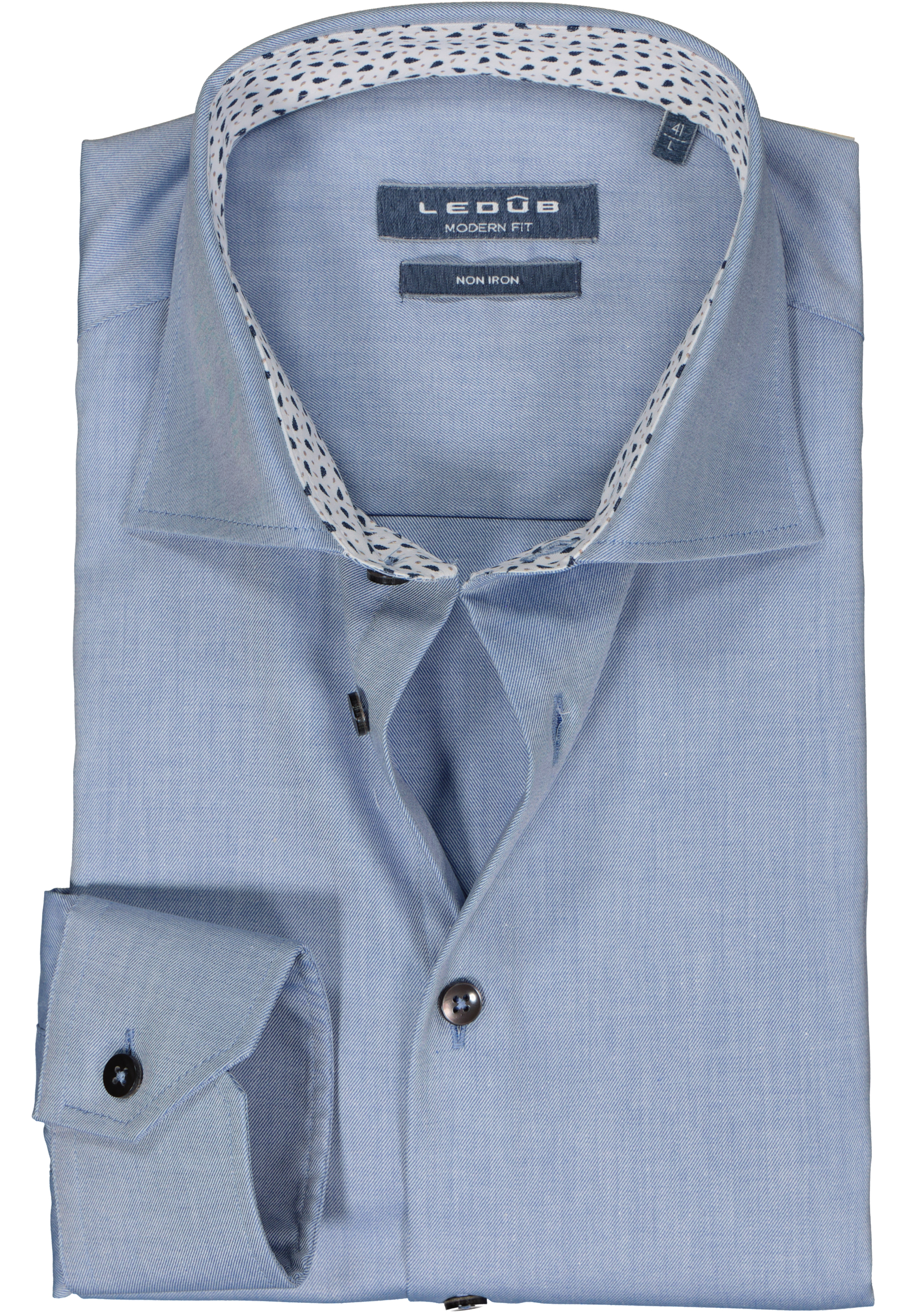 Ledub modern fit overhemd, middenblauw