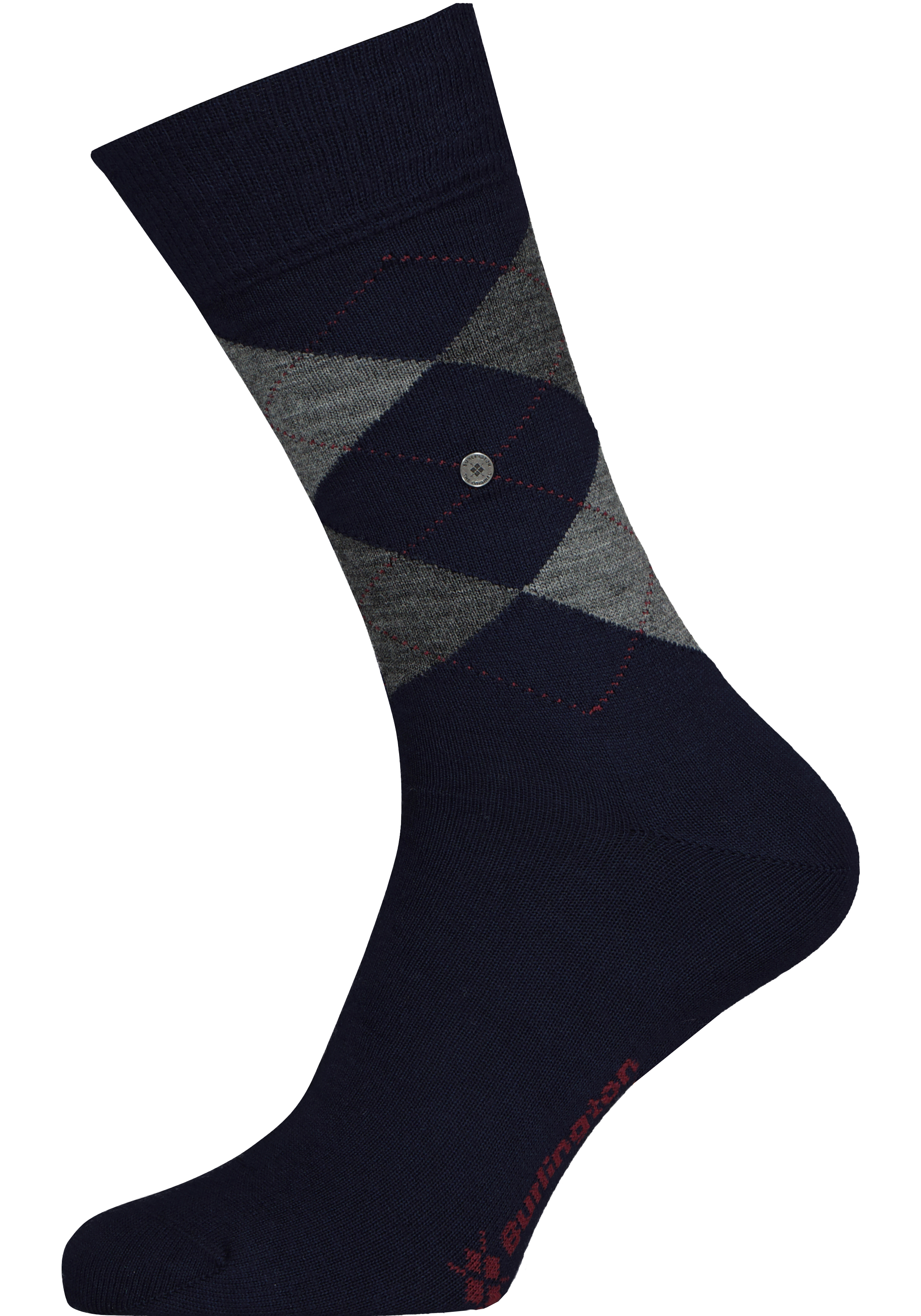 Burlington Edinburgh herensokken, wol, marine blauw met grijs