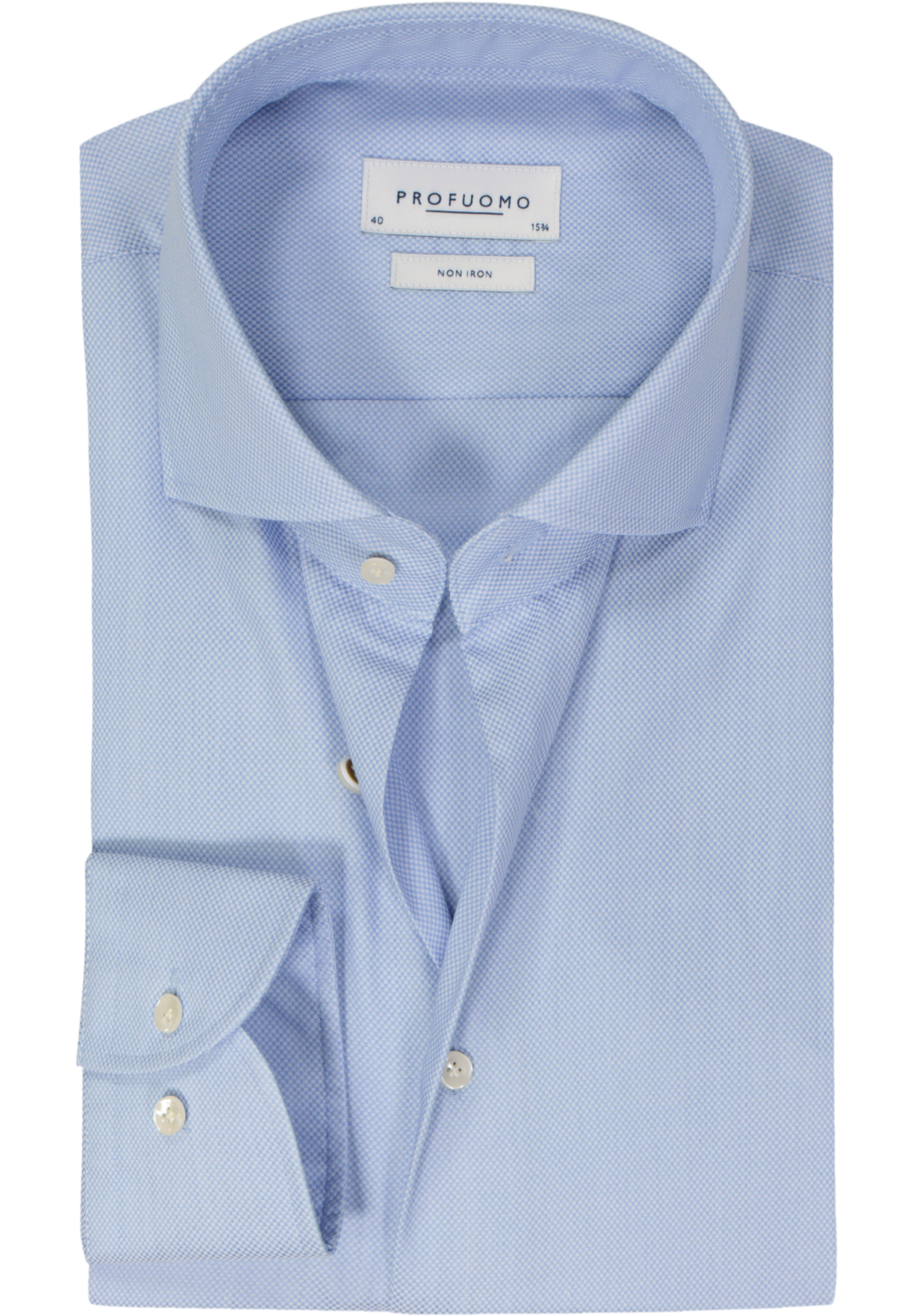 Profuomo slim fit heren overhemd, dobby, blauw