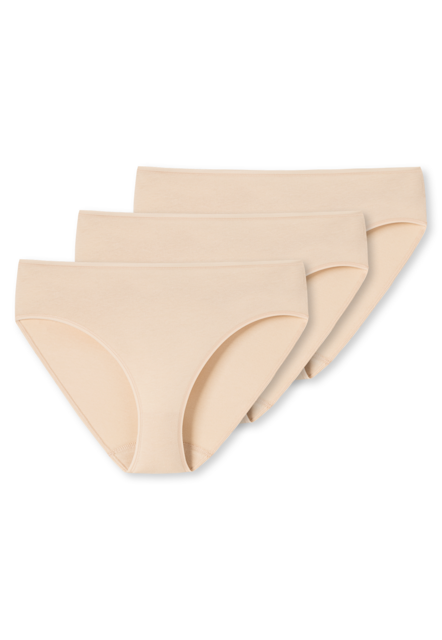SCHIESSER 95/5 slip (3-pack), dames kort slips biologisch katoen zand
