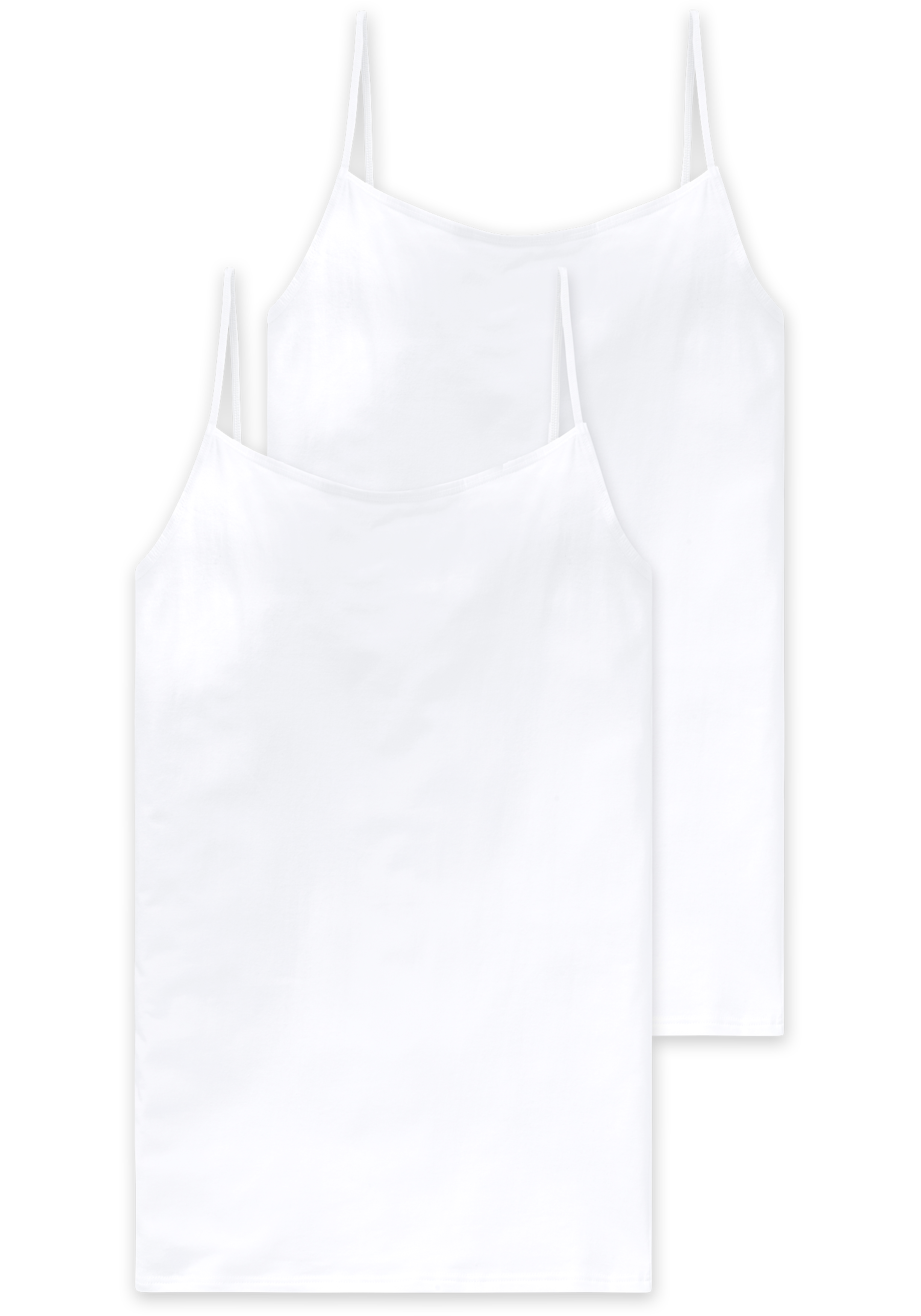 SCHIESSER Cotton Essentials dames singlet (2-pack), spaghetti bandjes, wit