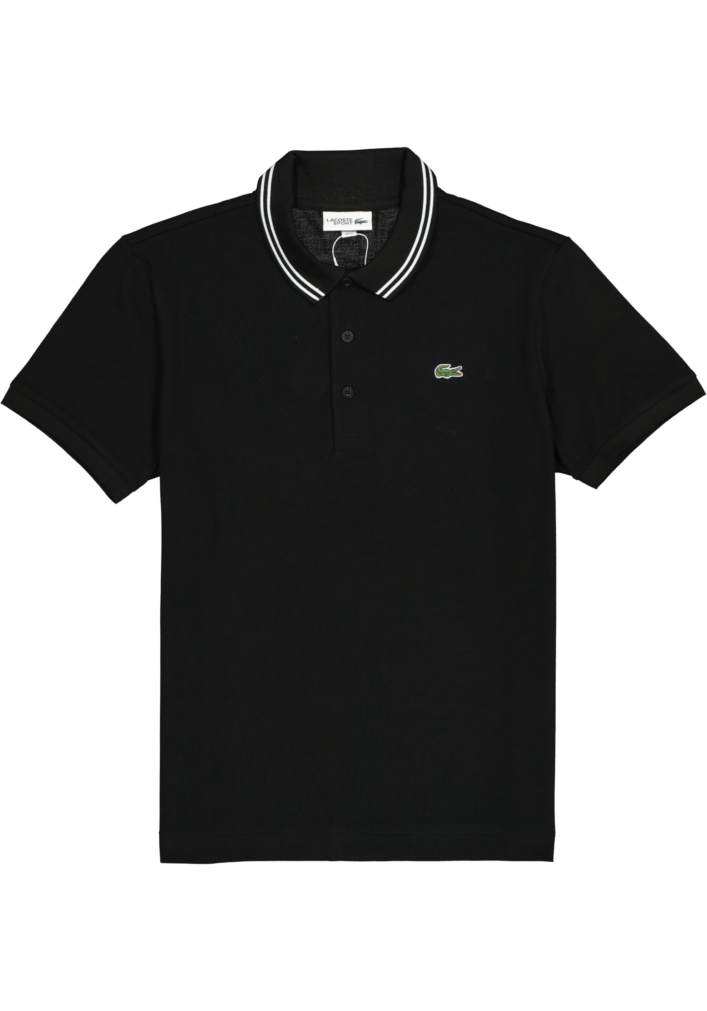 Lacoste Sport polo Regular Fit, super light knit, zwart met wit