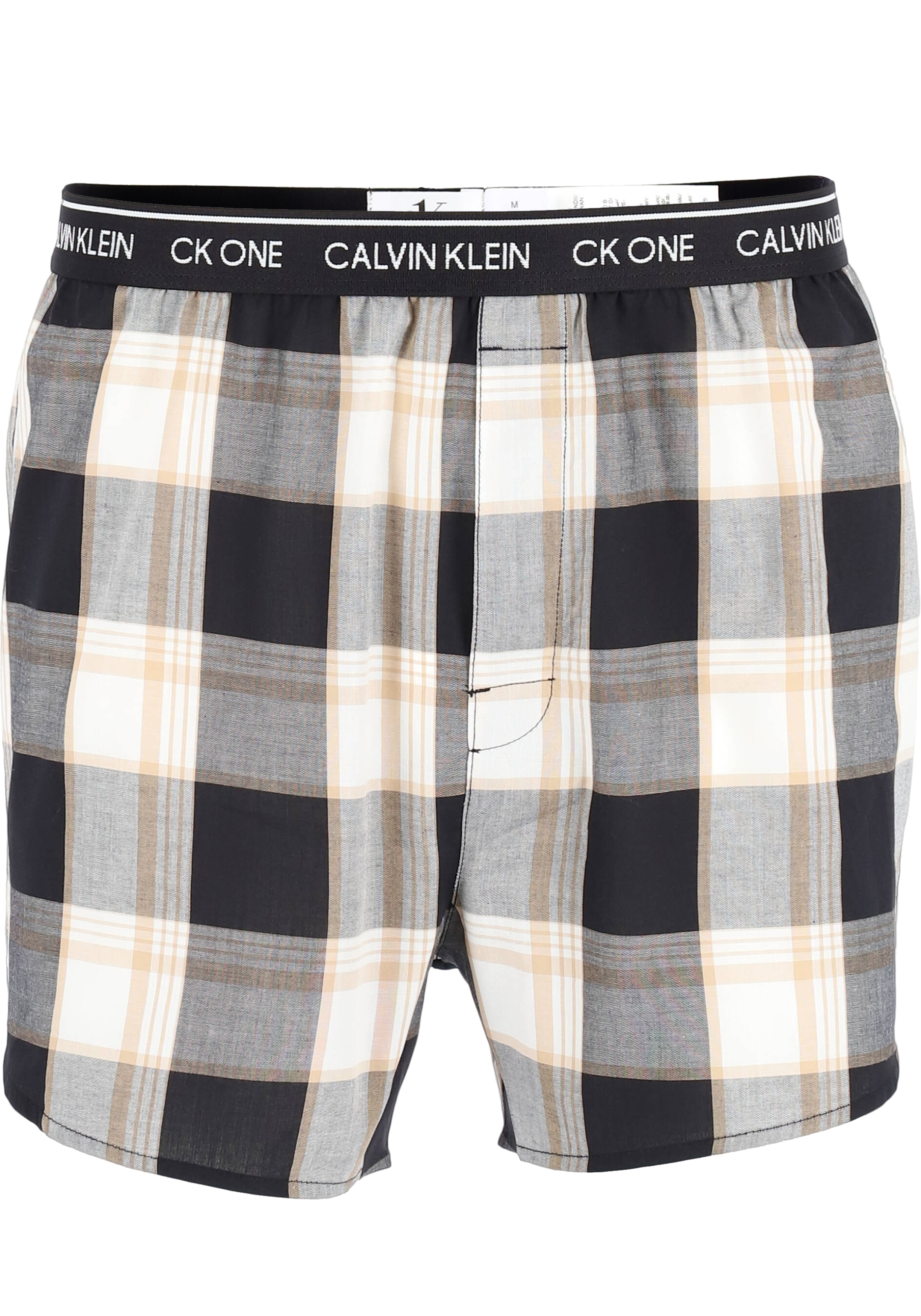 Calvin Klein Woven Boxers Slim Fit (3-pack), wijde boxers katoen, zwart en geruit