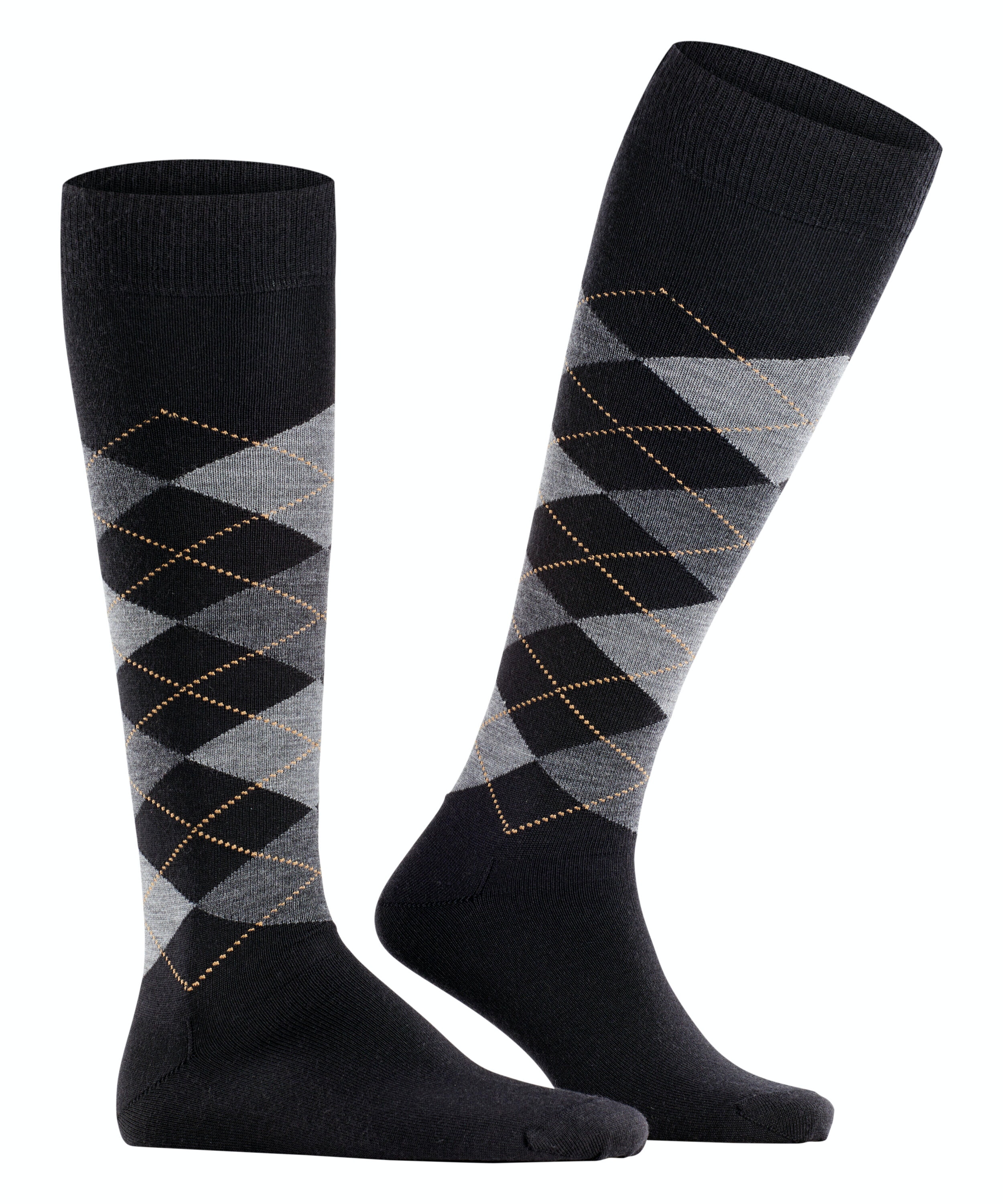 Burlington Edinburgh heren kniekousen, zwart (black)