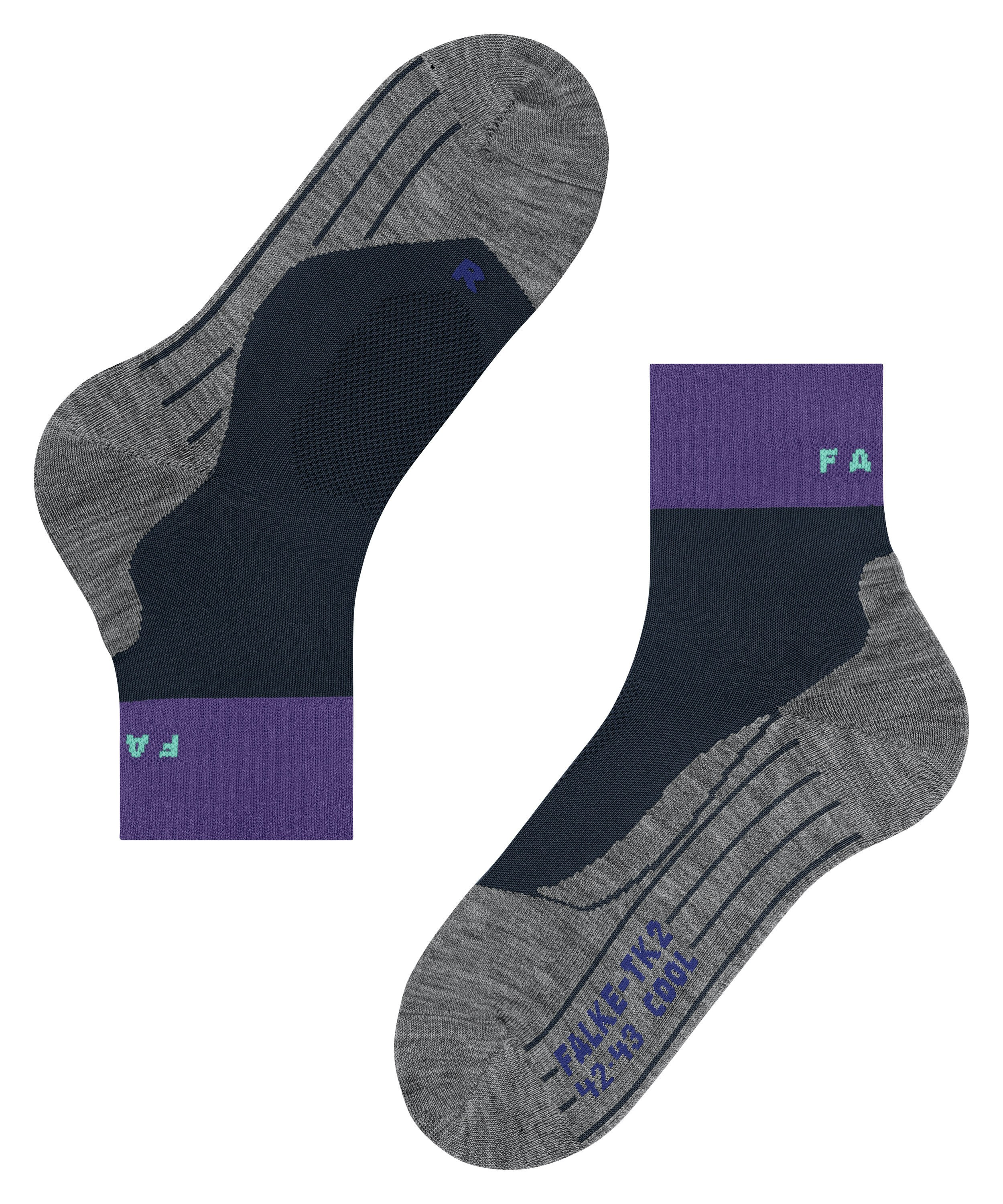 FALKE TK2 Explore Cool Short dames trekking sokken kort, blauw (space blue)